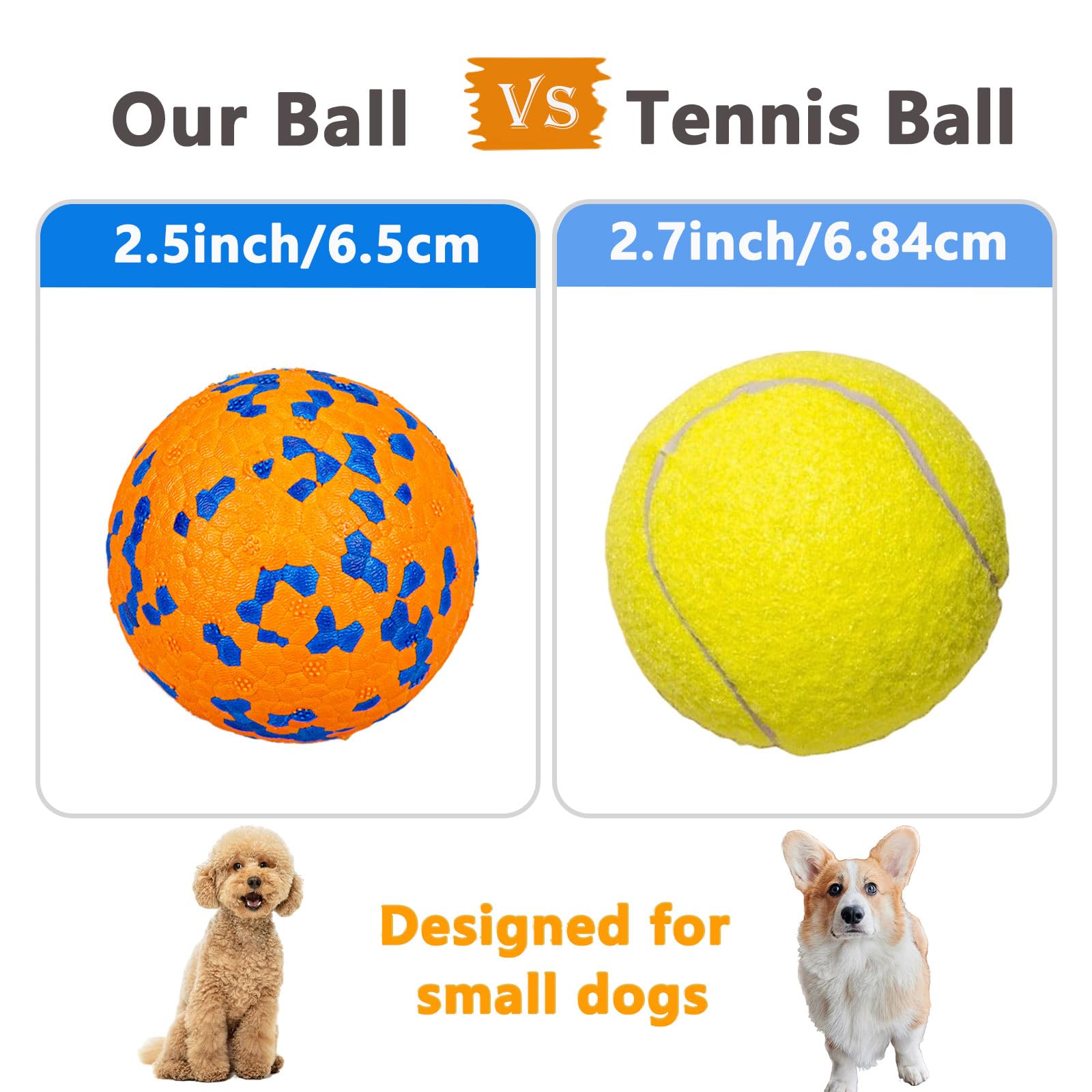 Poupua Dog Tennis Balls For Aggressive Chewers, Indestructible Dog Balls For Fetch Game, Durable Bouncy Lightweight Floating Toy