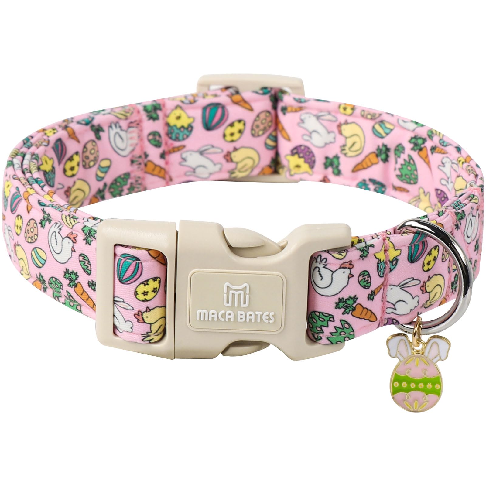 Maca Bates Easter Day Dog Collar Egg And Bunny Chicken Dogs Collars Soft Durable Cute Adjustable Pink Eggs Collor Easters Rabbit