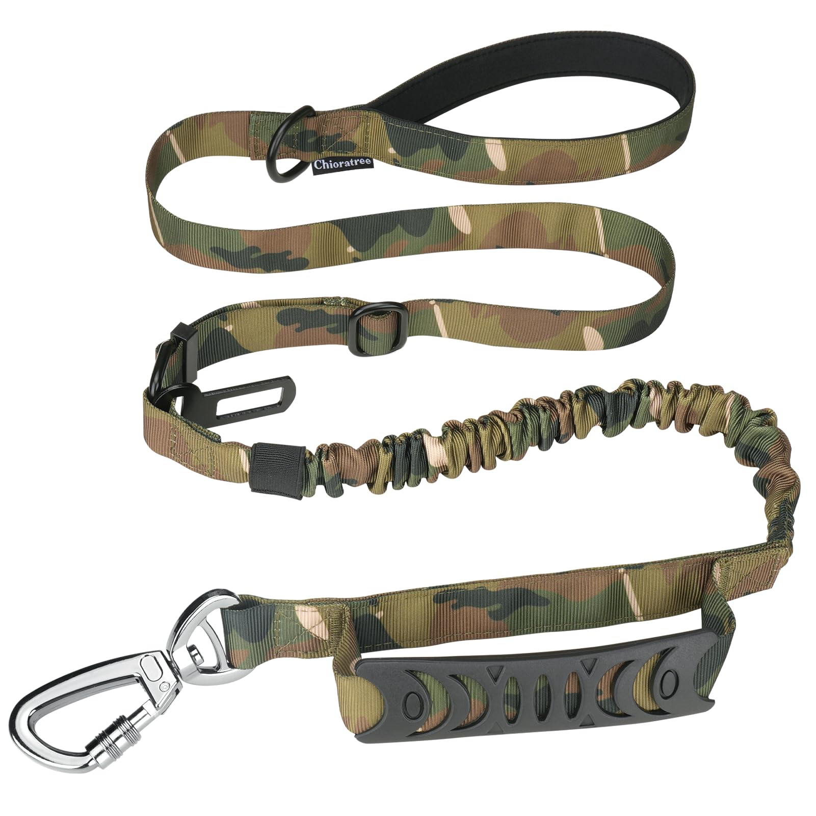 Tactical Dog Leash Heavy Duty, 4-6FT Shock Absorbing Bungee Dog Leash, Strong No Pull Military Dog Leash with Control Handle, Pa