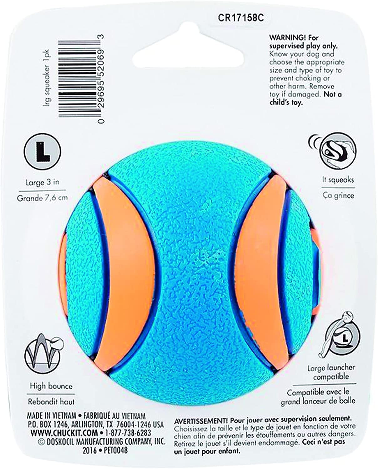 Chuck It (3 Pack) Ultra Squeaker Ball, Large