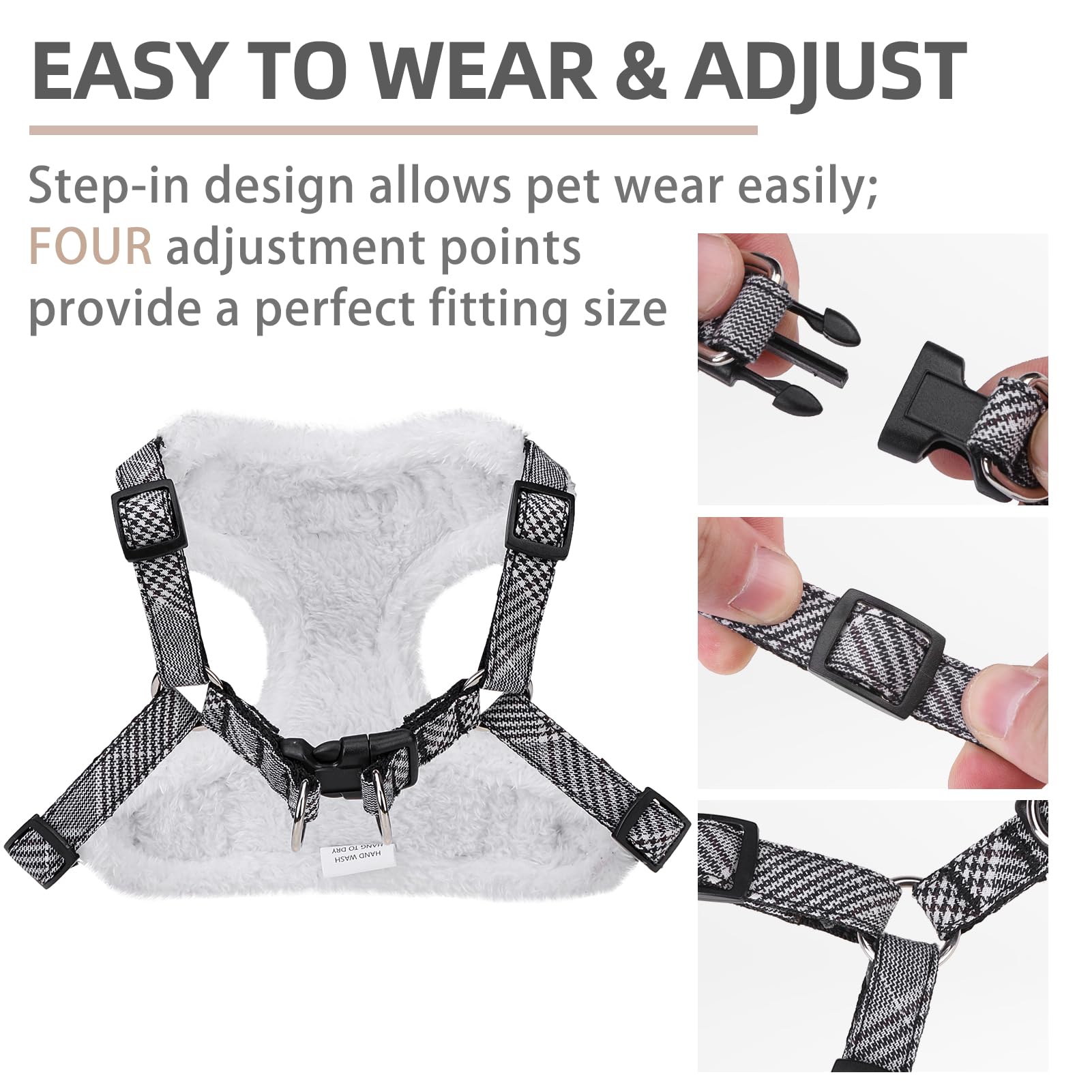 PUPTECK No Pull Dog Harness and Leash Set Reflective No Choke Step in Puppy Halter for XS Small and Medium Sized Dogs, Grey Plai