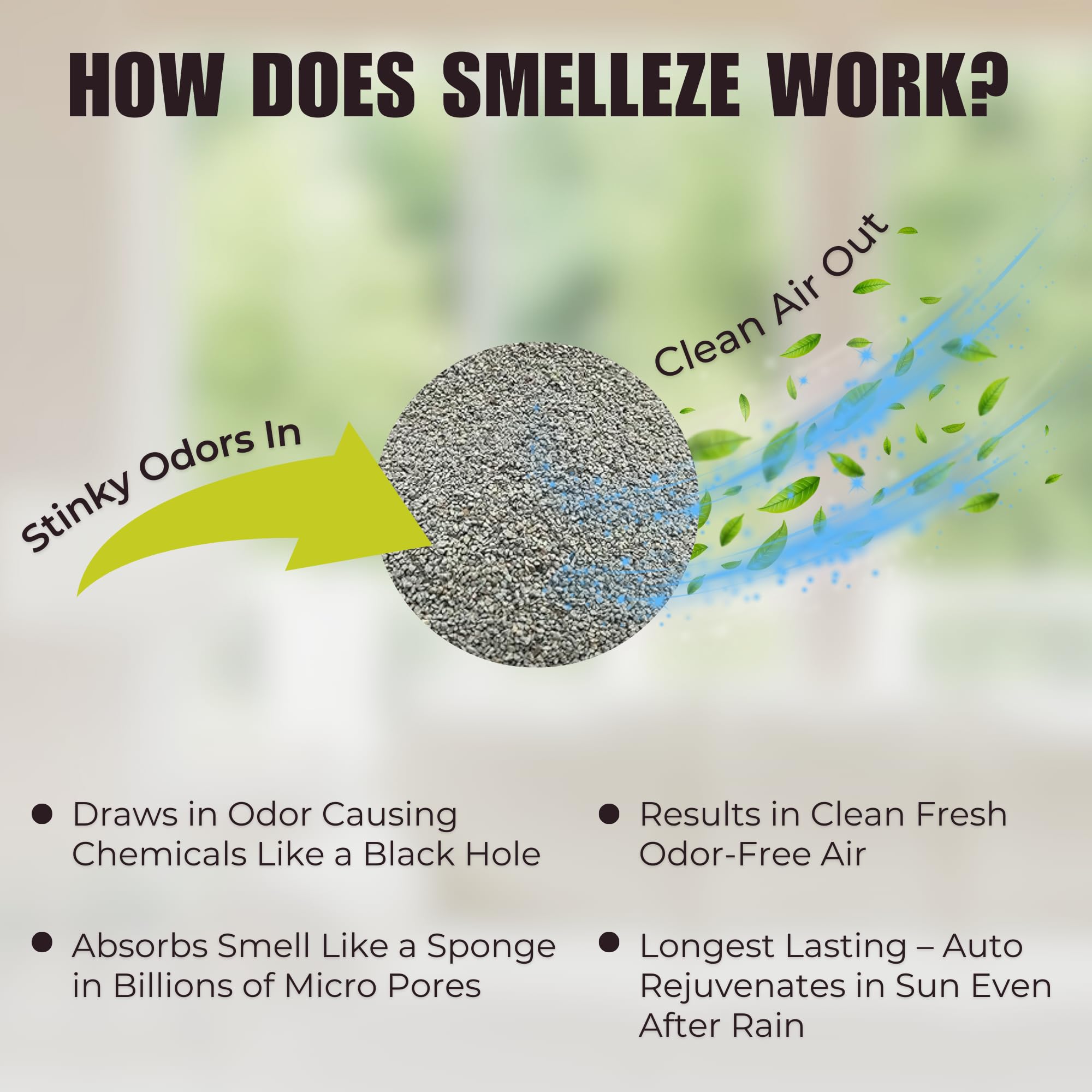Smelleze Natural Rabbit Odor Eliminator Deodorizer: 2 Lb. Granules Removes Urine & Poop Stench