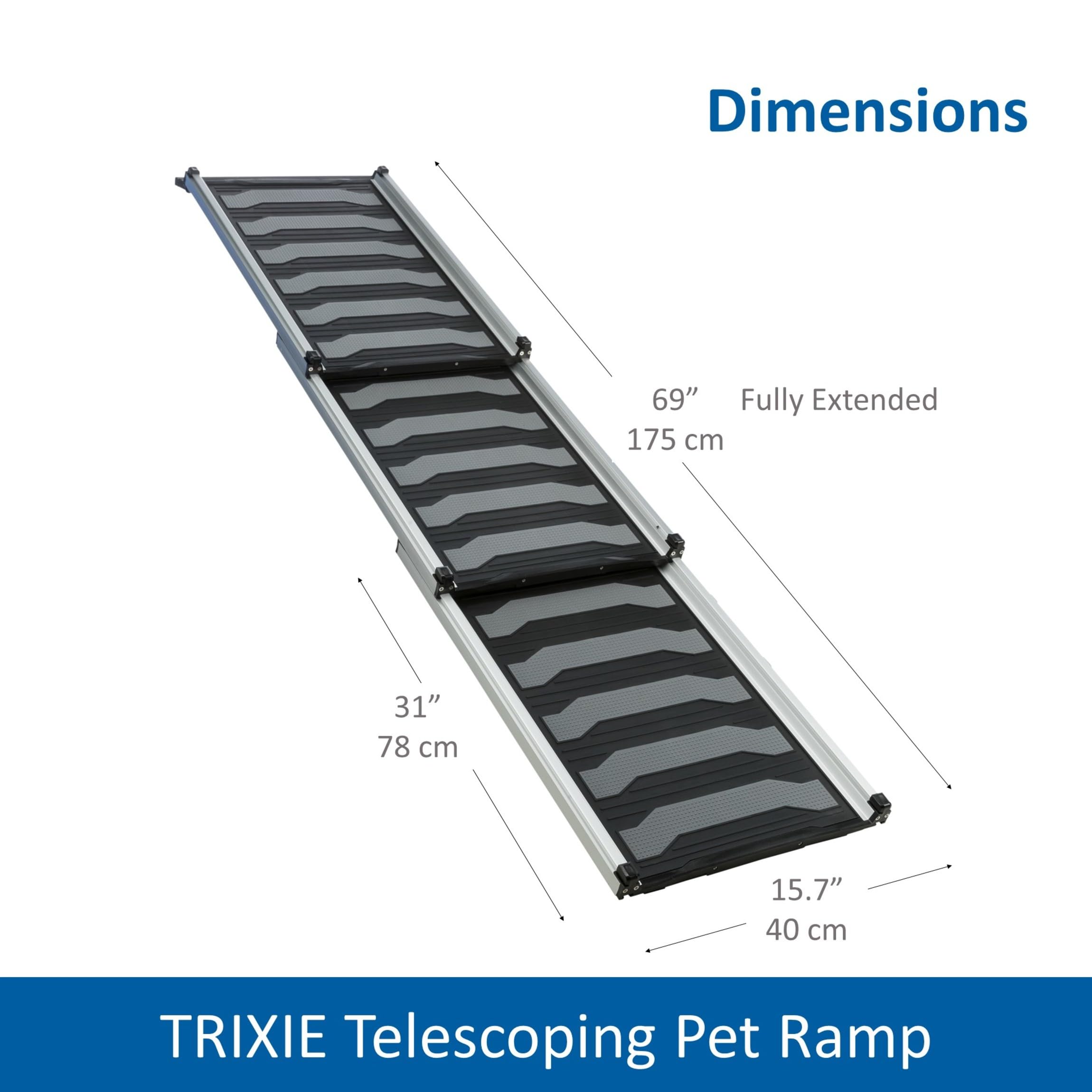 Trixie Heavy Duty 69' Telescoping Pet Ramp, Lightweight Aluminum, Portable Dog Ramp, Car Ramp, Extra Long