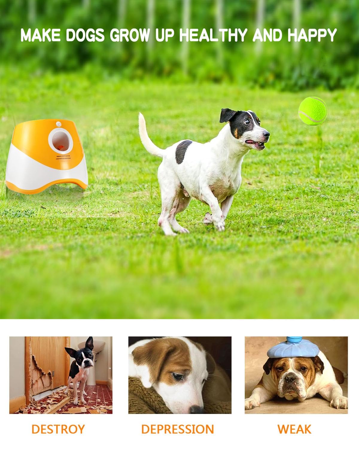 Rigshru Interactive Automatic Ball Launcher For Dogs - 12 Tennis Balls,Balllauncher For Medium & Small Dogs, Self-Throwing Machi