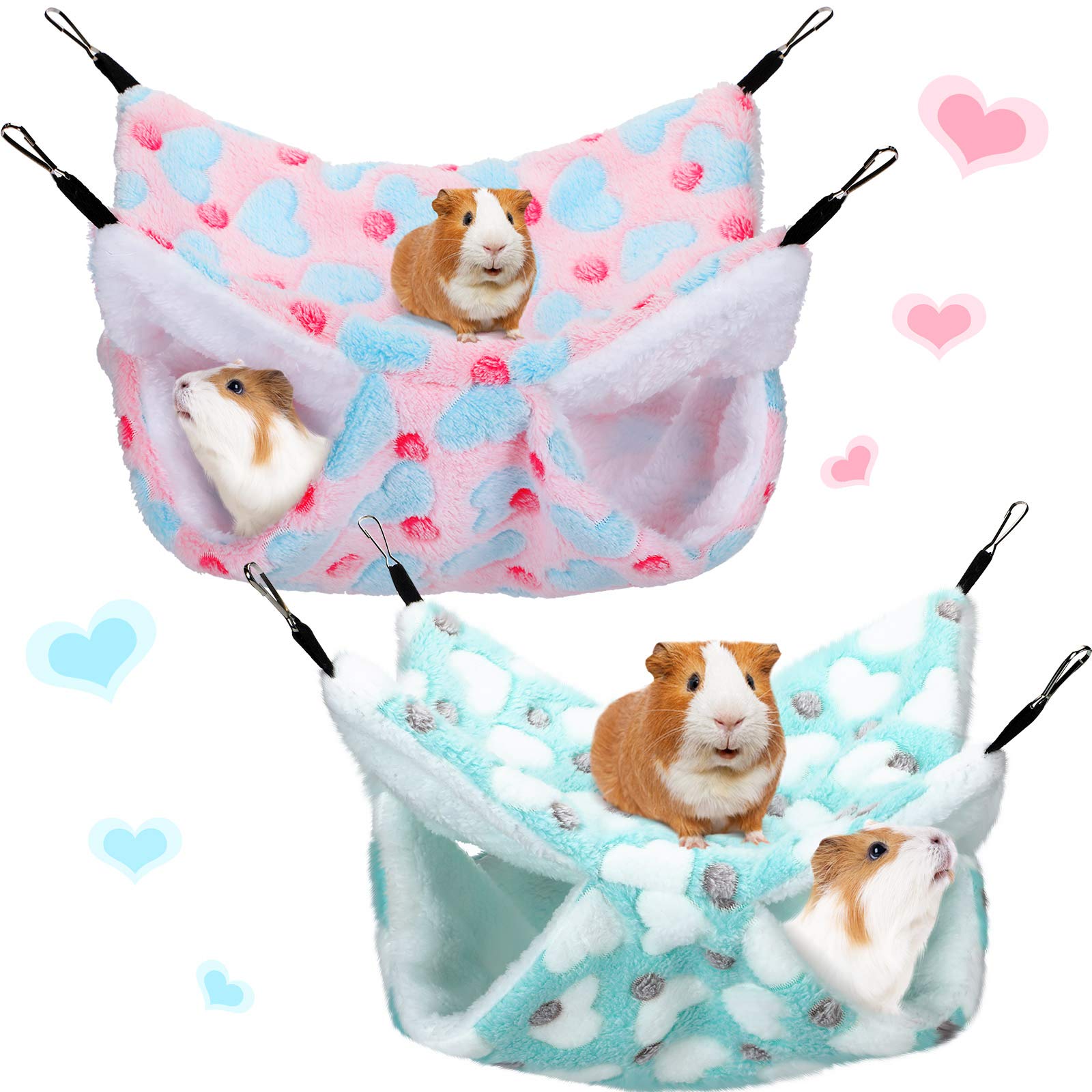Boao 2 Pcs Guinea Pig Rat Hammock Guinea Pig Hamster Ferret Hanging Hammock Accessories For Small Animals Chinchilla Parrot Suga