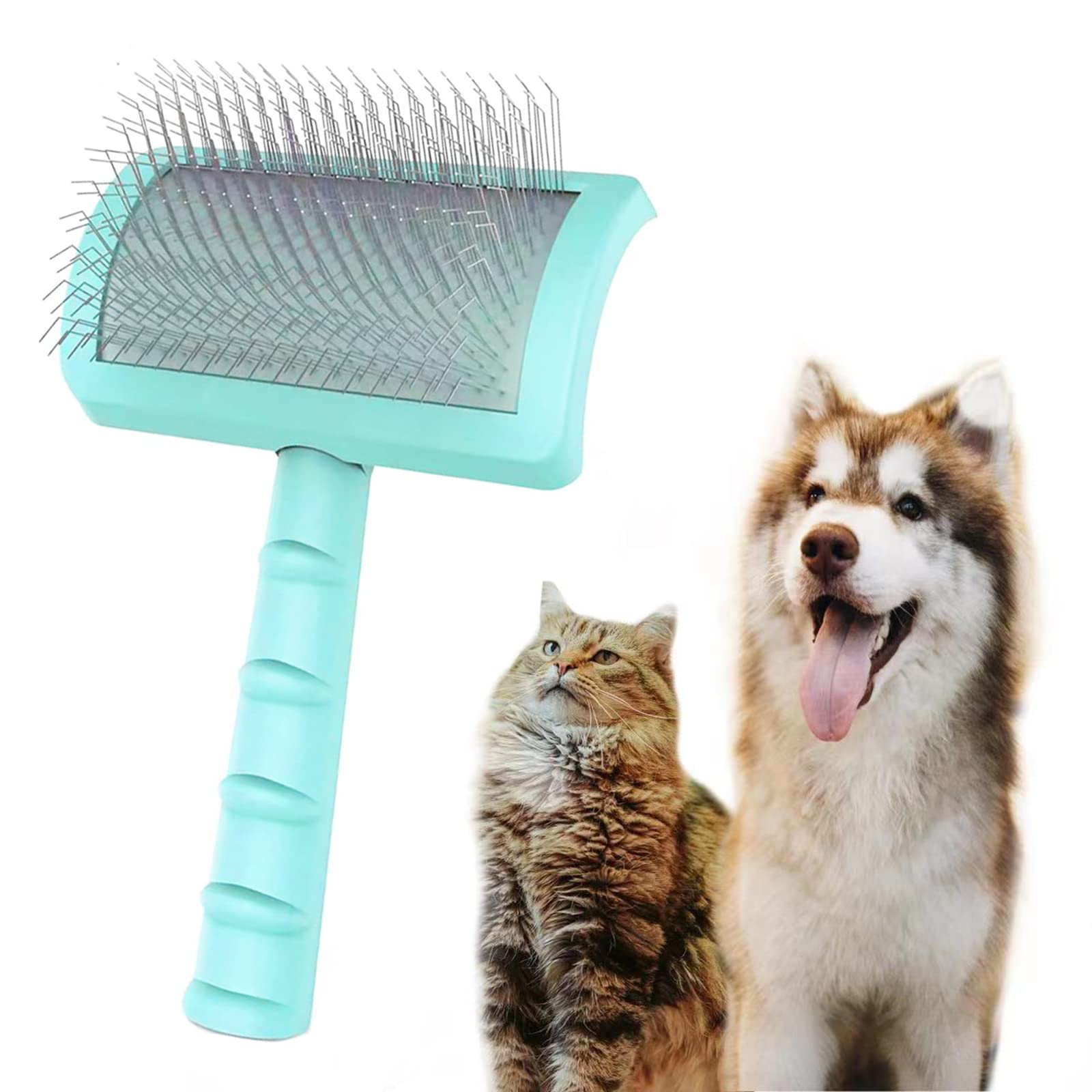 Tinypoint Large Slicker Brush For Dogs,Cats,Extra Long Pin Shedding Brush For Long Haired Dog,Cat, Pet Grooming Wire Brush For Thick Undercoat Curly Hair,25Mm(1'),Green