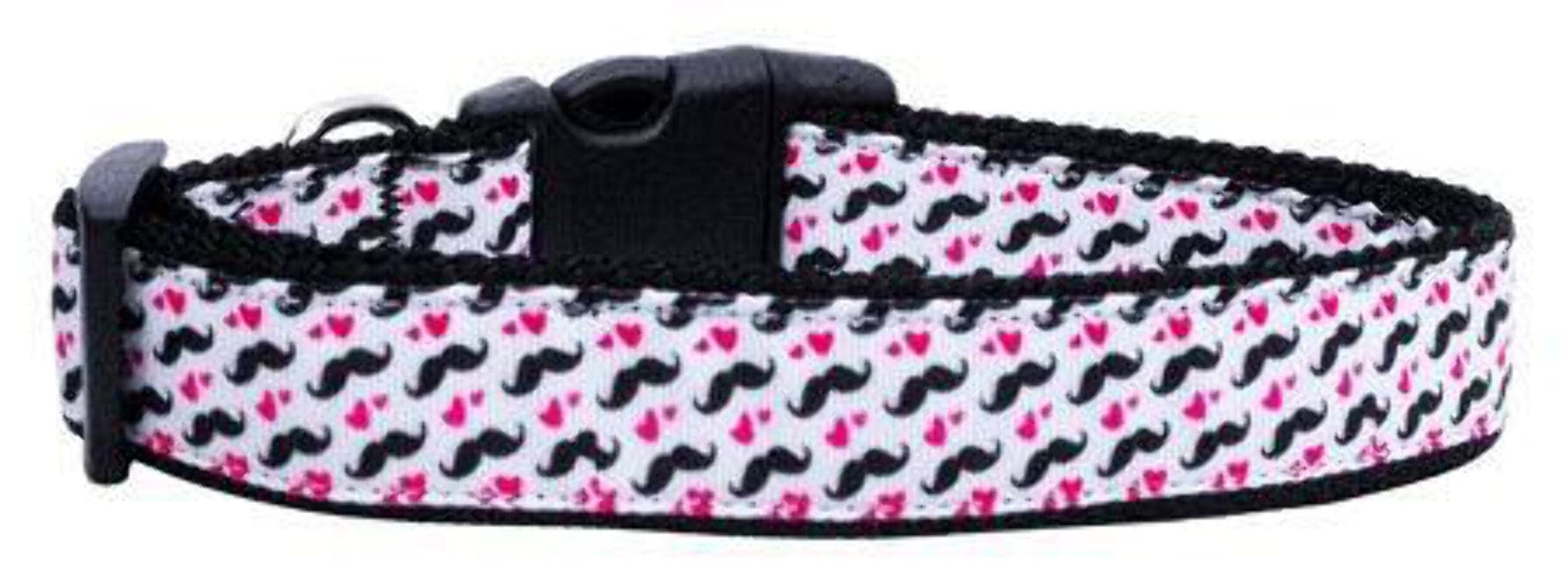 Pet Dog & Cat Nylon Collar or Leash, &quot;Moustache Love&quot; MD Collar