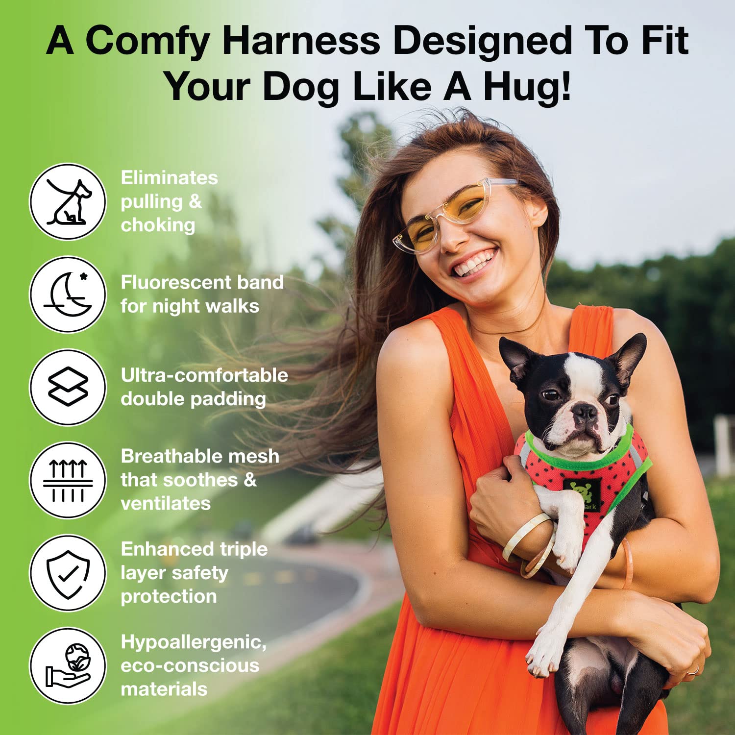 Ecobark Step In Dog Harness - Teacup Dog Harnesses For Xxs, Xs, And Small Dogs - Soft No Pull Mini Body Halter - Puppy To Senior Dogs - Toy Breed Dog Harness Vest Under 5 Pounds Lbs (Watermelon, Xxxs)