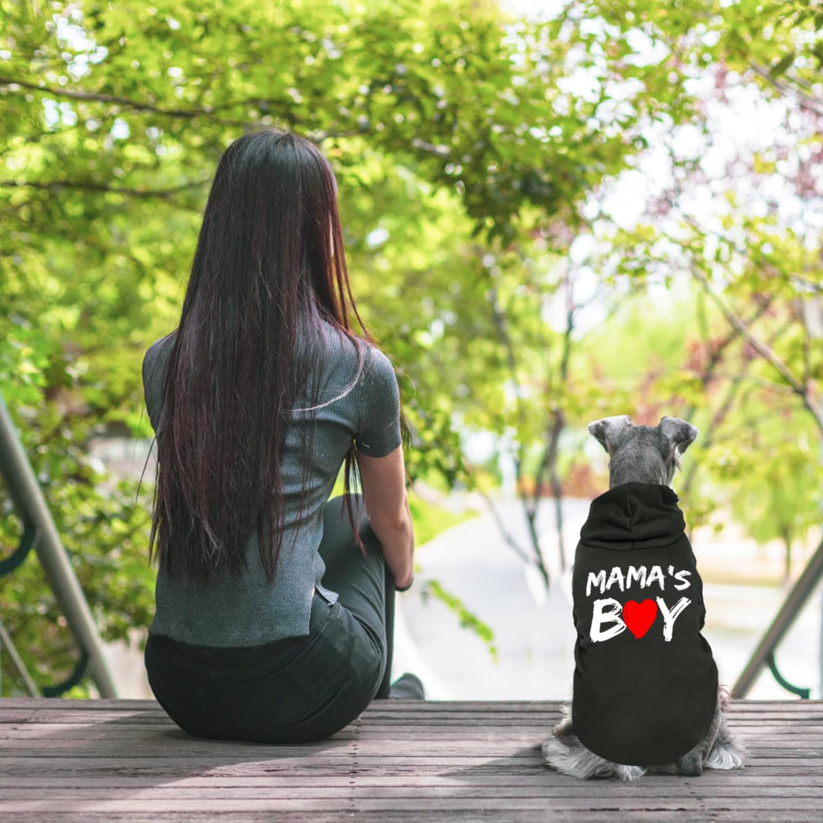 Cayxatiu Cat Hoodies For Cats Pet Puppy Clothes Dog Hoodie Mama'Boy Printed Hooded Sweatshirt For Small Medium Size Dogs(Black,M
