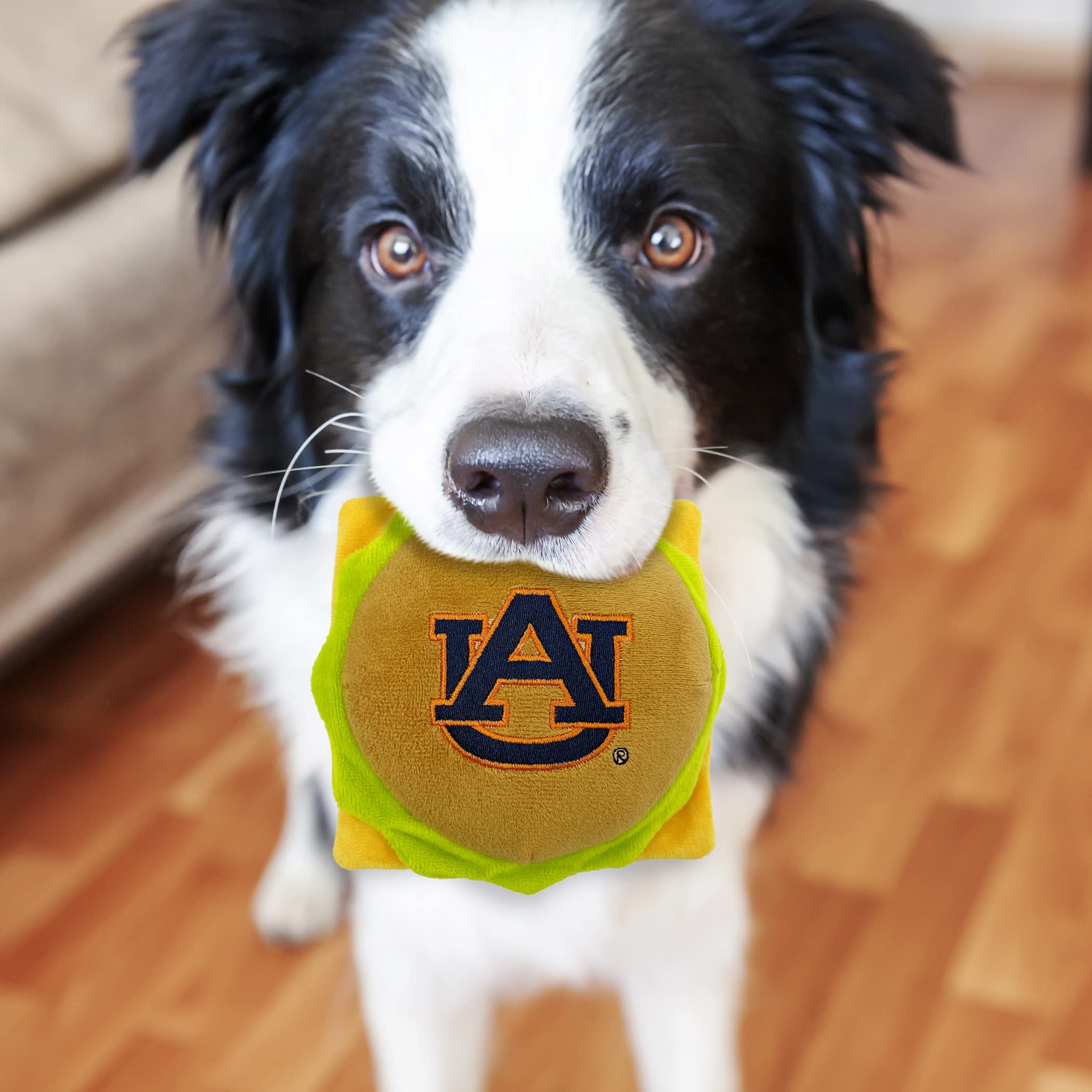 Pets First Ncaa Auburn Tigers Cheeseburger Plush Dog & Cat Squeak Toy- Cutest Stadium Hamburger Snack Plush Toy For Dogs & Cats
