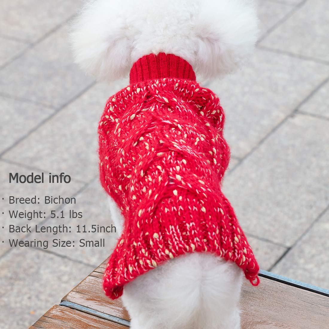 Kyeese Small Dog Sweater Turtleneck Red Dogs Sweater Knit Warm Puppy Sweaters Mini Dog Cats