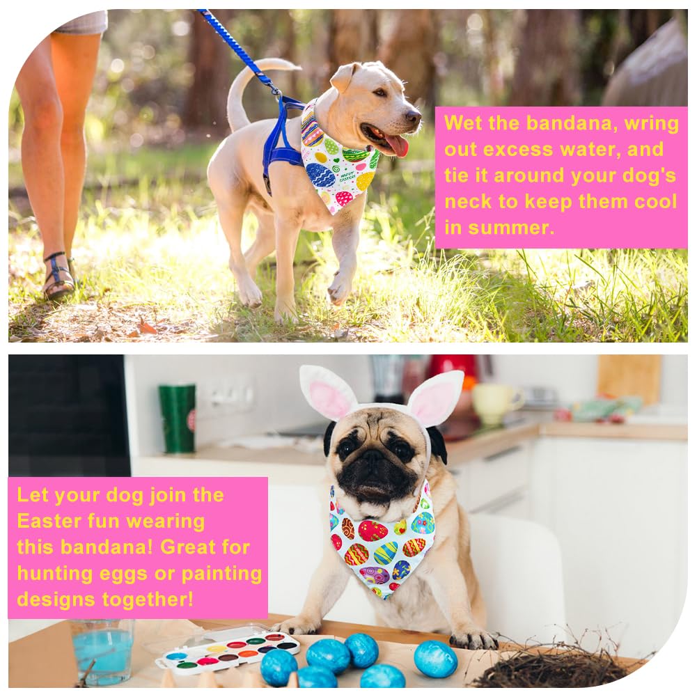 Szee Easter Dog Bandana, 2 Pack Reversible Dog Bandanas For Dog Easter Outfits, Dog Apparel & Accessories, Triangle Easter Dog S