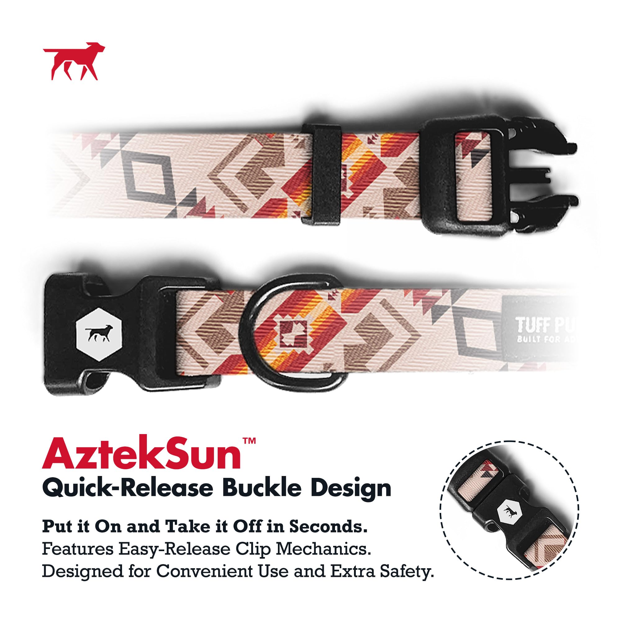Tuff Pupper Premium Adjustable Dog Collar for Extra Large Dogs, Stylish Pattern Collars Designed in USA, Quick Release Buckle, A