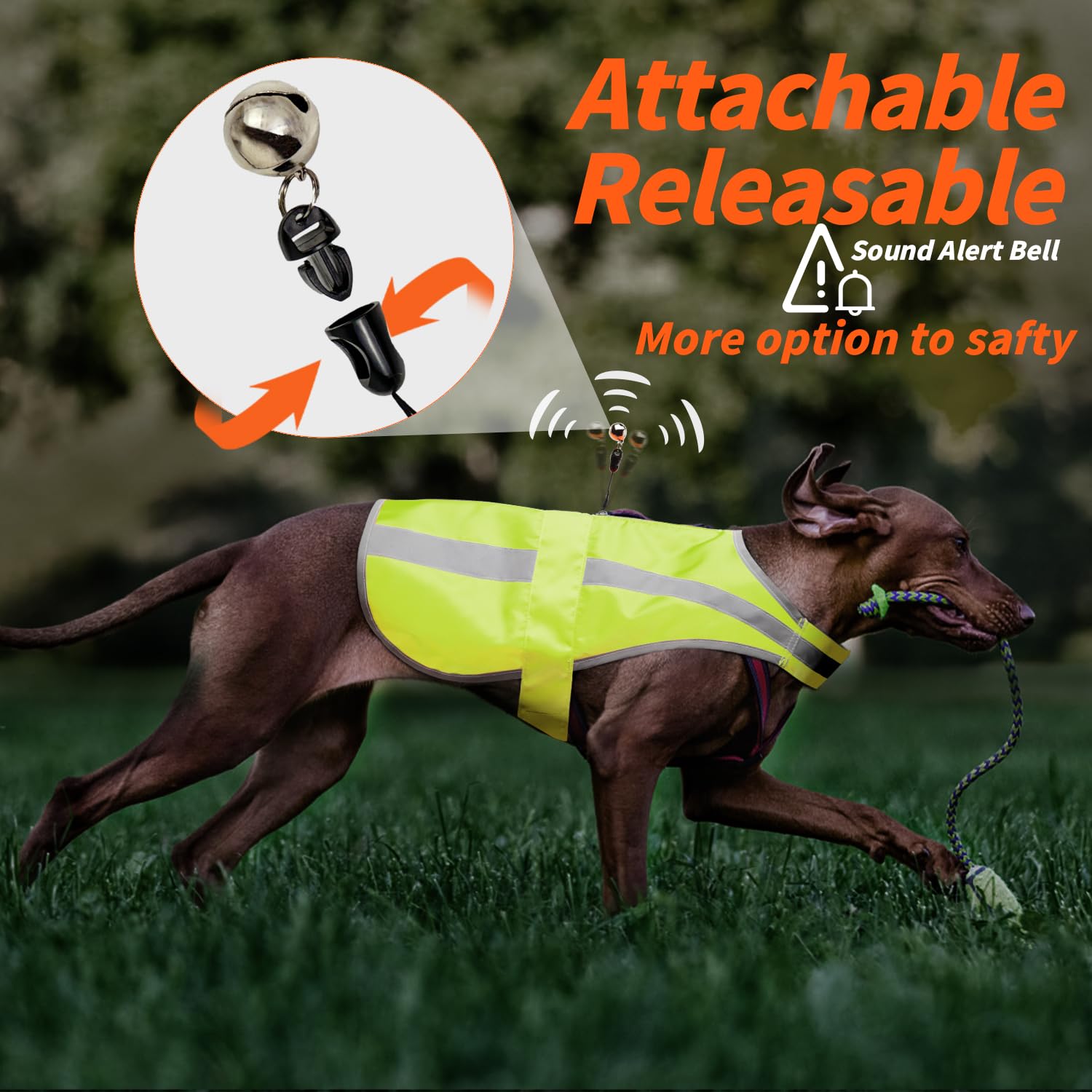 Reflective Dog Vest For Medium And Large Breeds, High Visibility Dog Safety Vest Harness With Removable Bell Keep Safe From Hunt