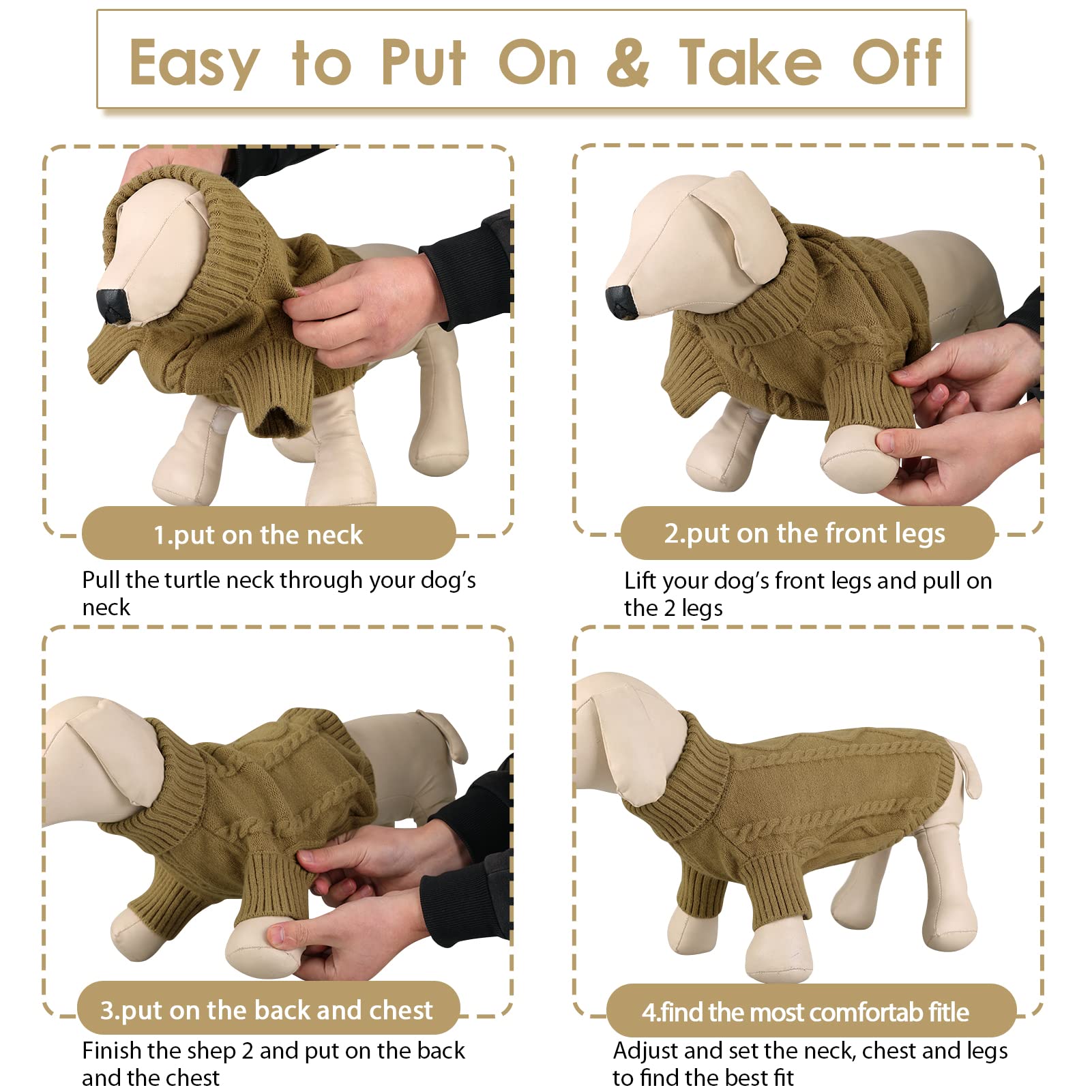 Queenmore Large Dog Sweater For Pitbull & Labrador, Xxl Warm Knitted Pet Sweatershirt For Boy & Girl Dogs (Brown, 2Xl)