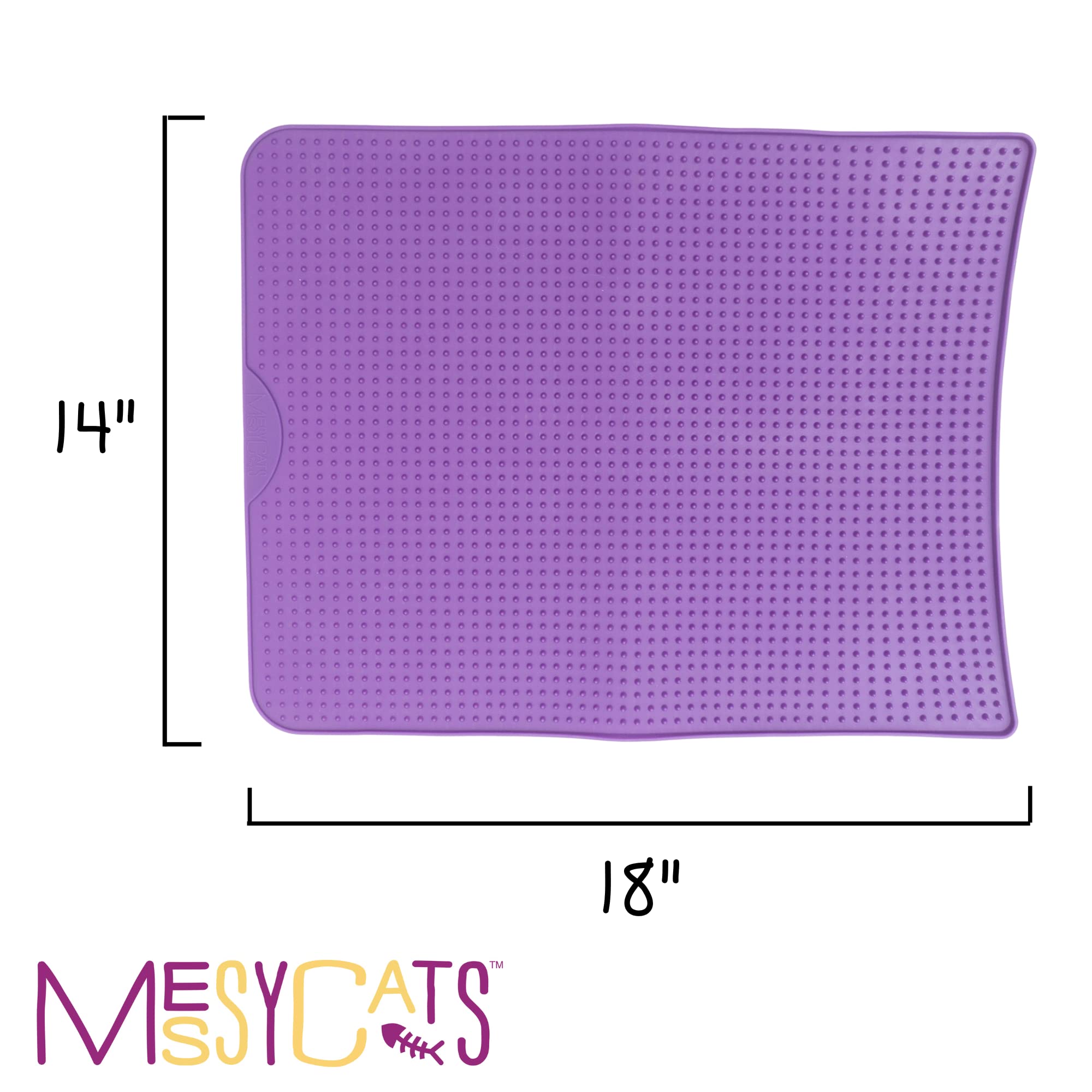 Messy Cats Silicone Litter Mat with Soft Graduated Spikes, 18 x 14, Purple