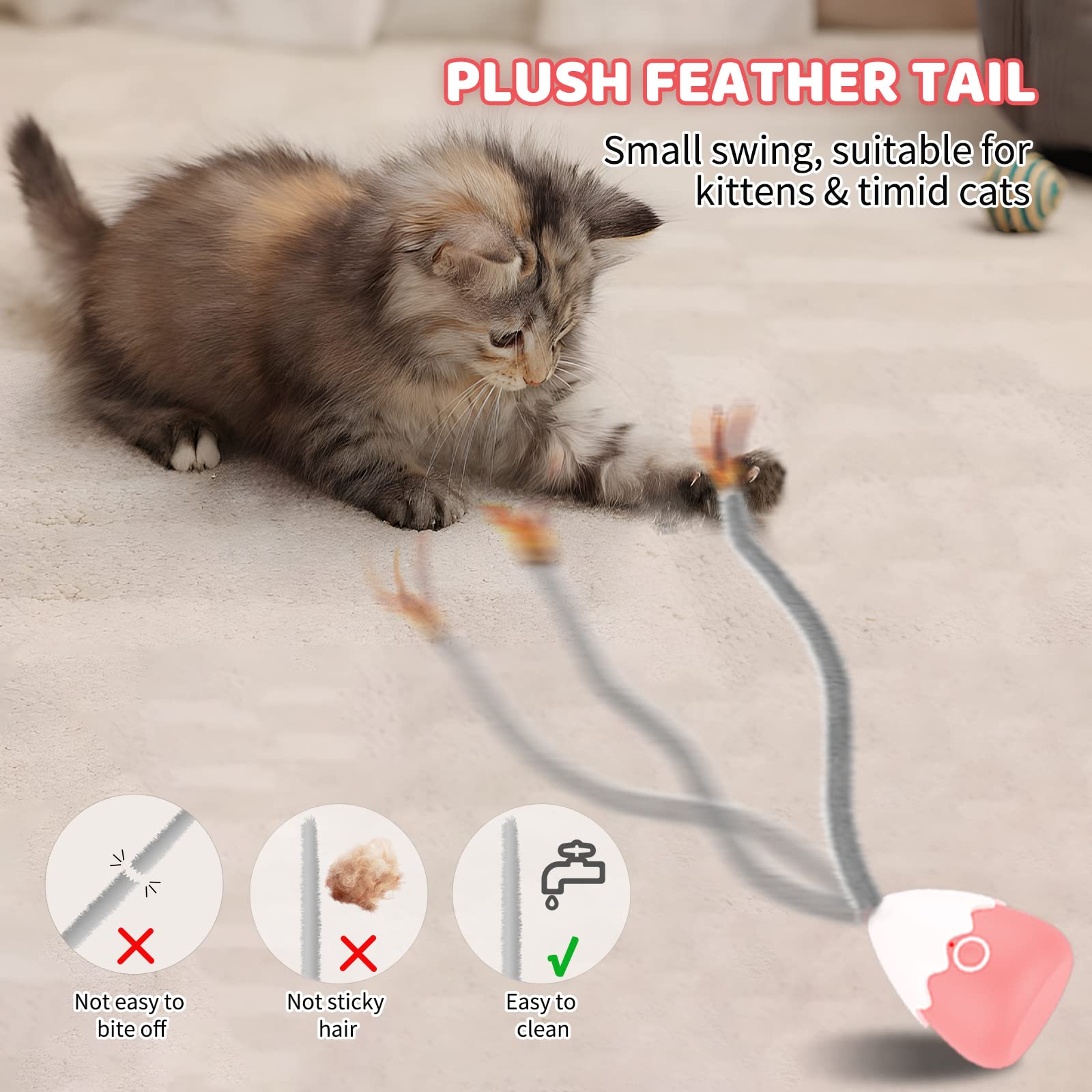 Petcronies Cat Toys Rechargeable Cat Wand Toy With Teaser Plush/Silicone Tail, Electronic Cat Toys Interactive For Indoor Cats/K