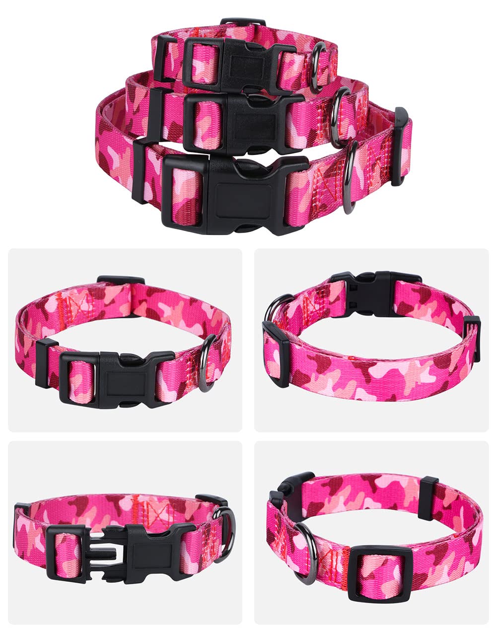 Rhea Rose Dog Collar Special Design Personalized Soft Collars Pink Camo Small
