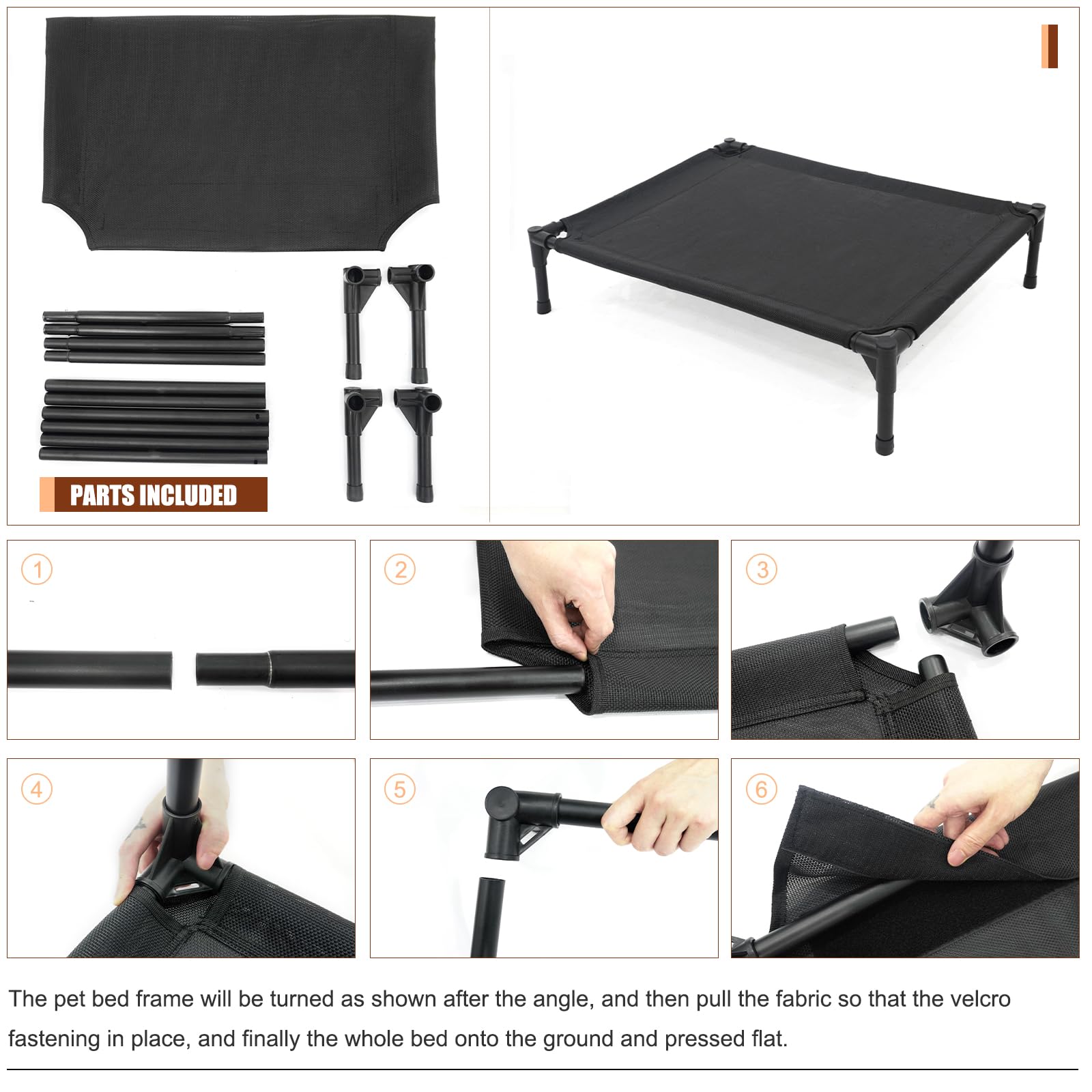 Garnpet Elevated Dog Bed For Medium Dogs, Raised Cot Fits Up To 150 Lbs, Heavy Duty With Durable Supportive Teslin Recyclable Wa