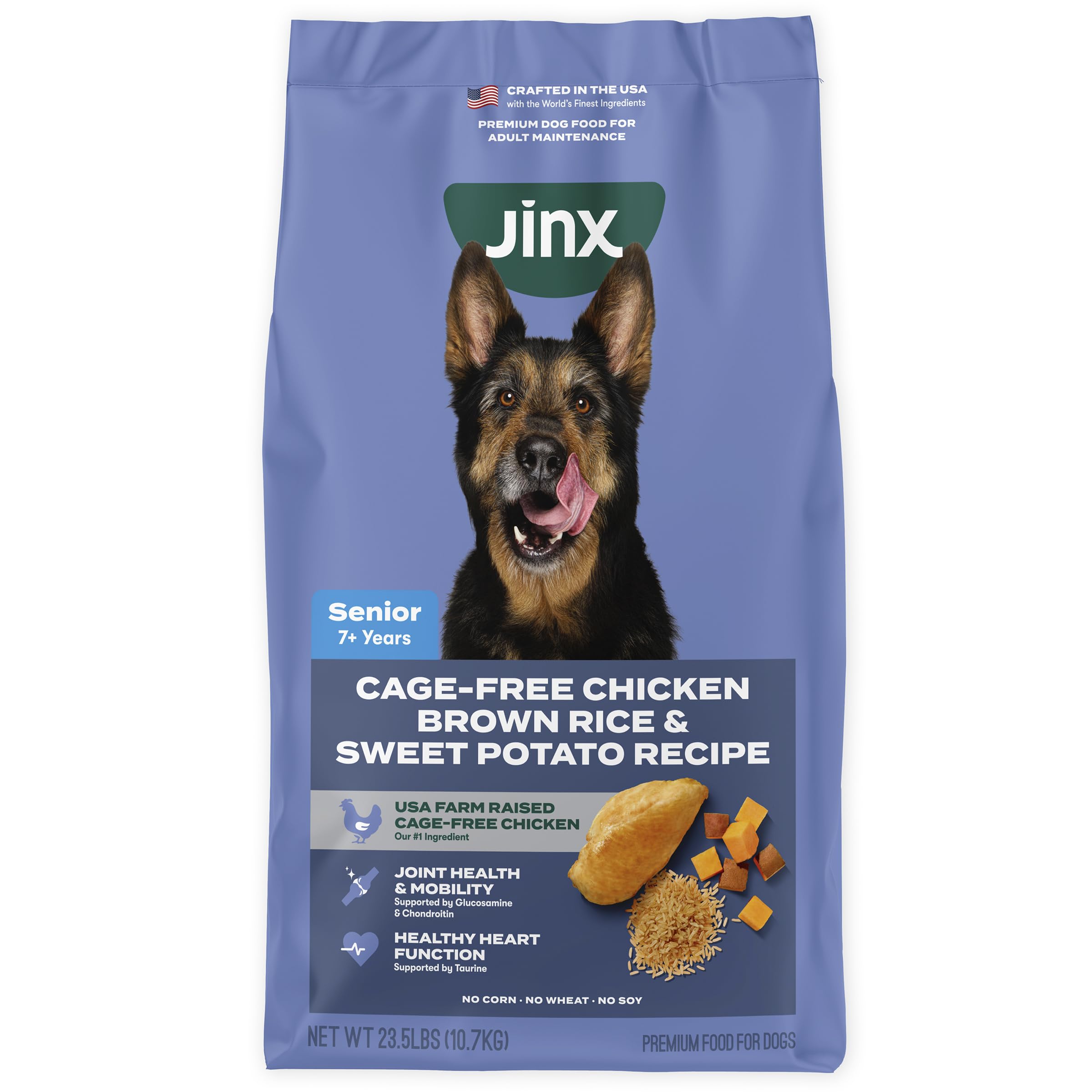 Jinx Premium Dry Dog Food for Senior Dogs - Real Chicken, Brown Rice & Sweet Potato Kibble with Antioxidants for Immune Support 