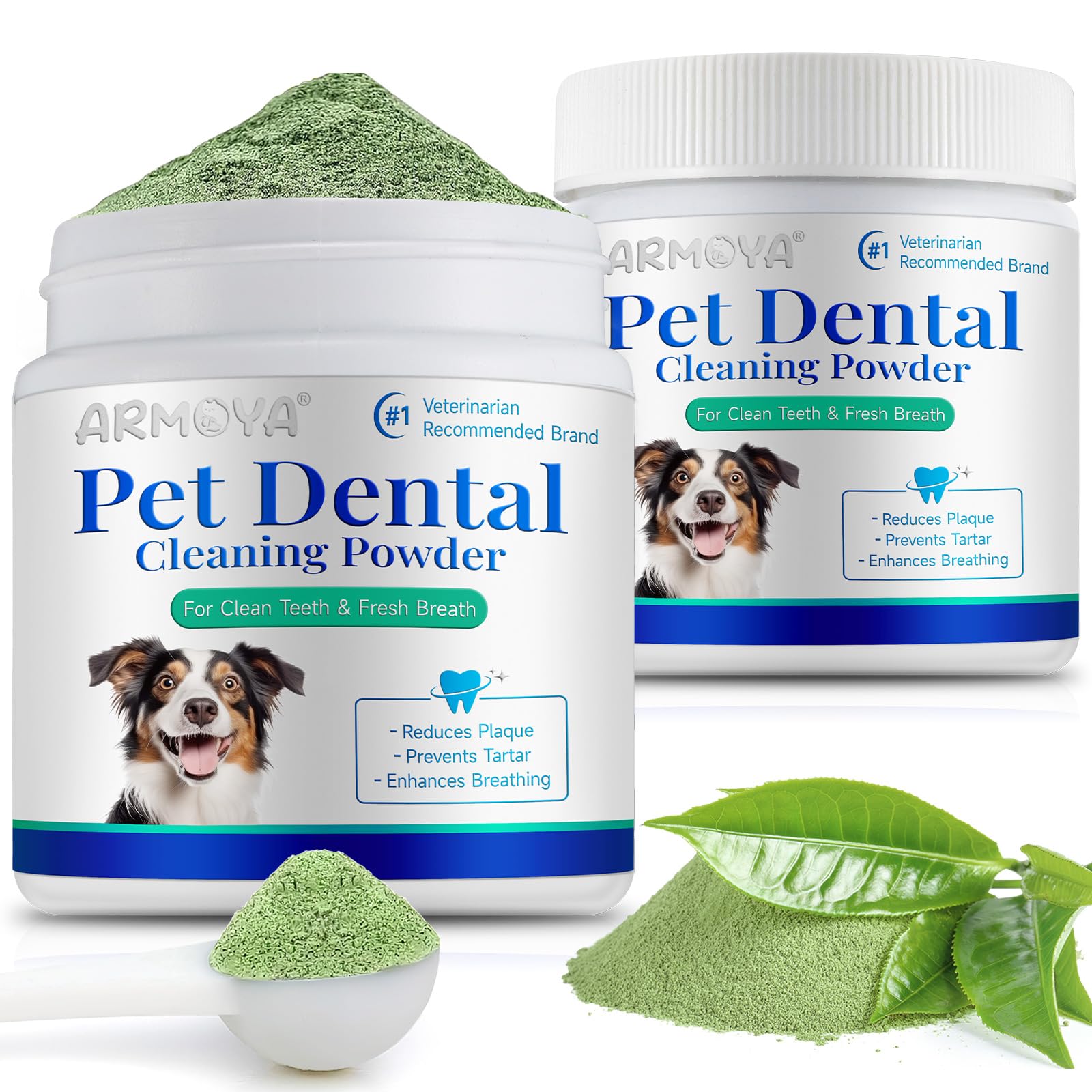 Dog Dental Powder-Teeth Cleaning Powder for Dogs-Dog Breath Freshener - Tartar Remover for Teeth with Natural Herbal Blend - Den