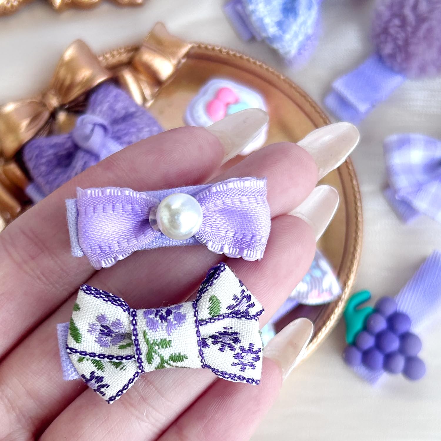 Light Purple Dog Hair Clips Lavender Small Dog Hair Bows Cute Pet Grooming Accessories Alligator Clips Stay In Hair Barrettes Fl