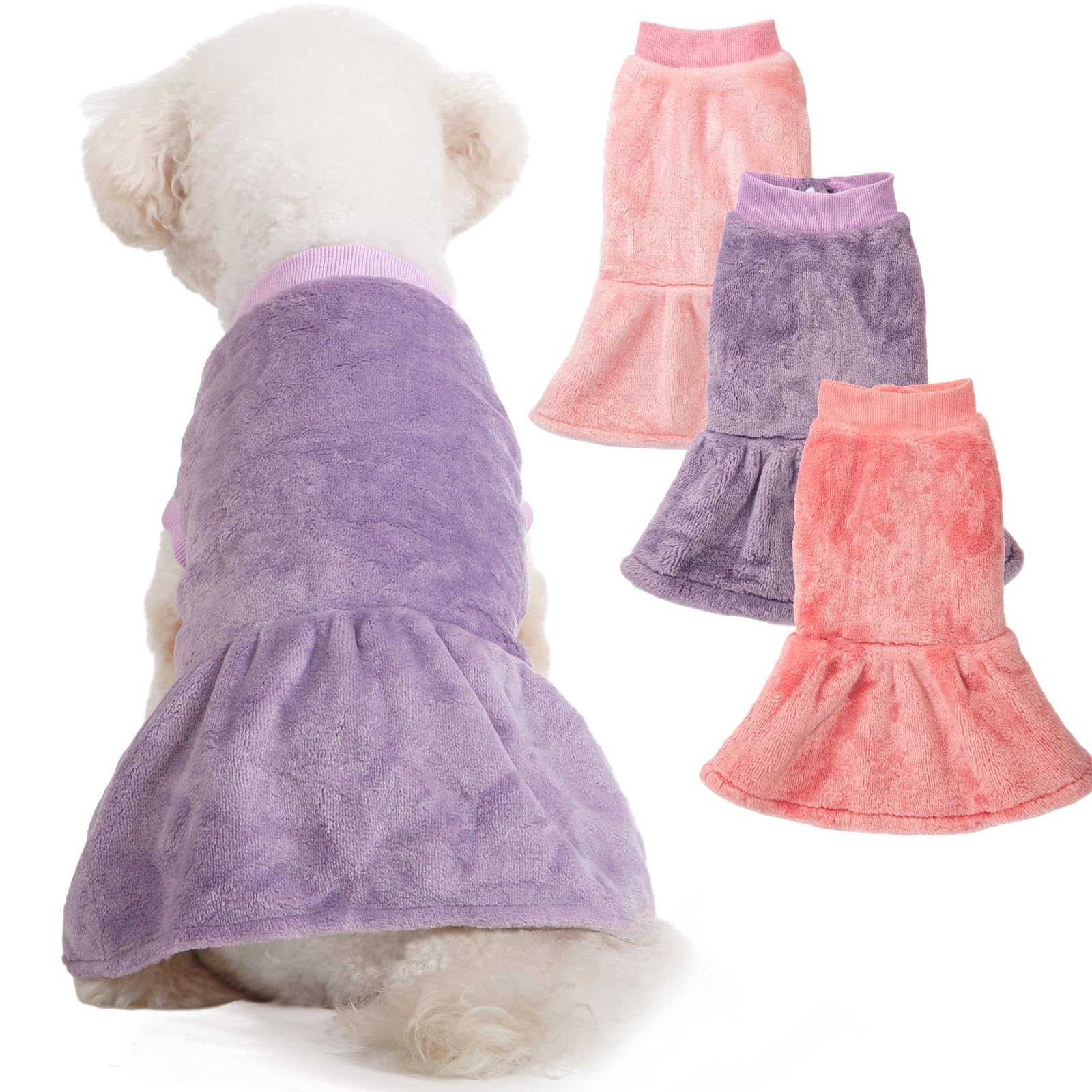 Fabricastle 3-Pack Winter Dog Sweater Dresses Xxs Xs For Small Female Dogs & Cats- Ultra-Soft Warm Puppy Coats | Stylish Dog Dre