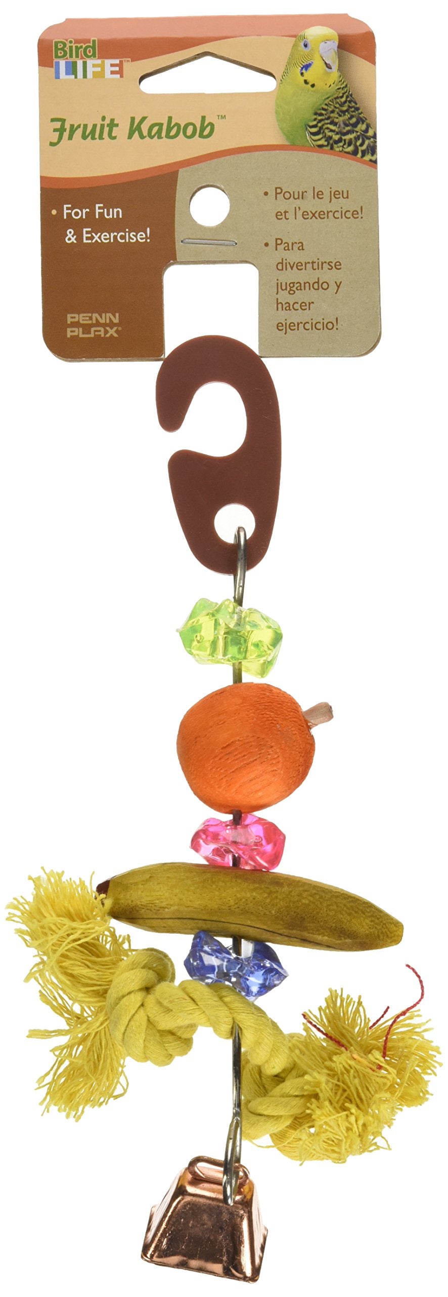 Penn-Plax Bird-Life Fruit Kabob Bird Toy With Bell – Various Textures, Materials, And Colors – Great For Parakeets And Other Small Sized Birds – Small