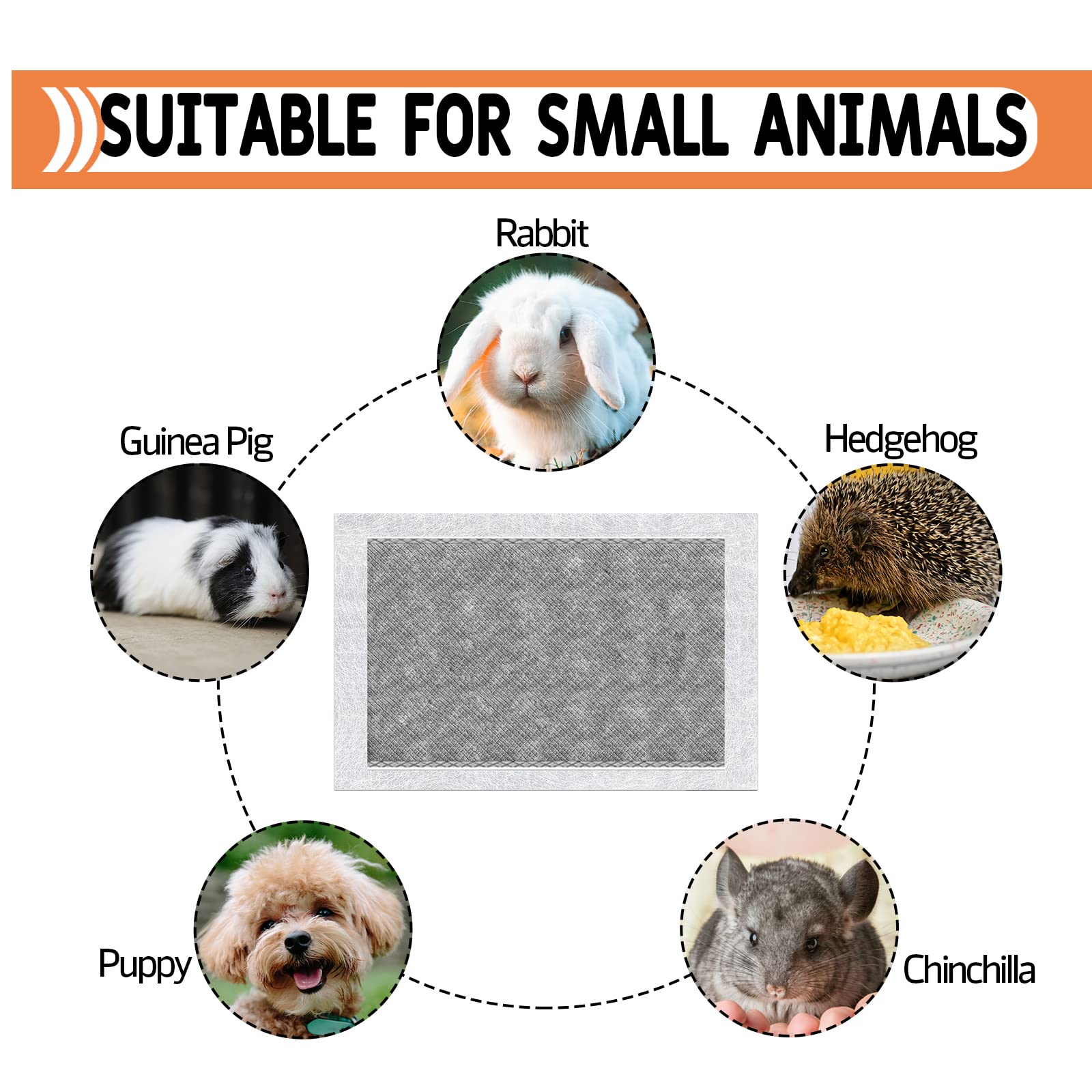 Ginidear Disposable Guinea Pig Cage Liners, Charcoal Odor Controlling Absorbent Waterproof Pee Pads For Rabbits, Bunnies, Chinchillas, Puppies And Other Small Animals .18'X31'(C&C2X1),24 Count
