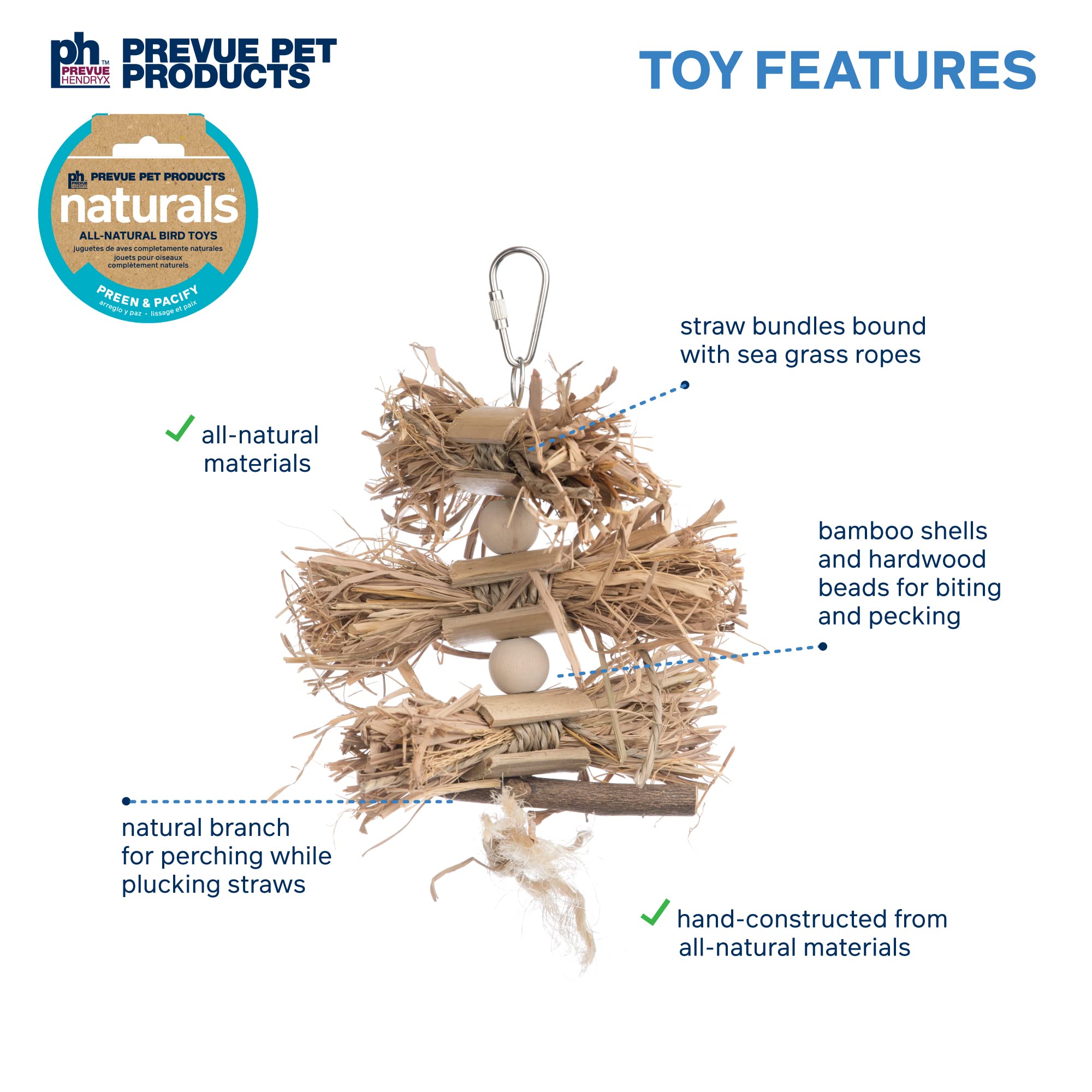 Pervue Pet Products Naturals Preen & Pacify Woodland Harvest Bird Toy 62549