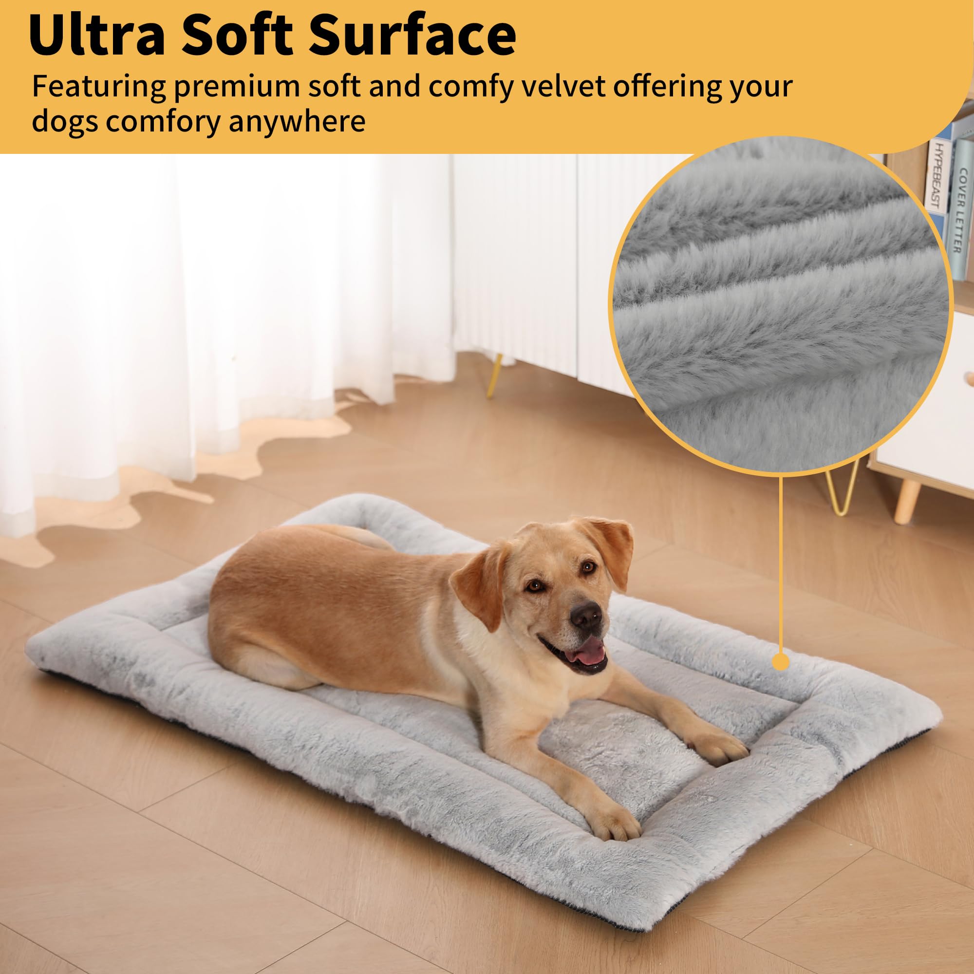 ZENGAOOU Washable Dog Crate Pad, Ultra Soft Dog Bed for Large Dogs, Anti-Slip Kennel Pad for Dogs Cozy Sleeping Mattress, Travel