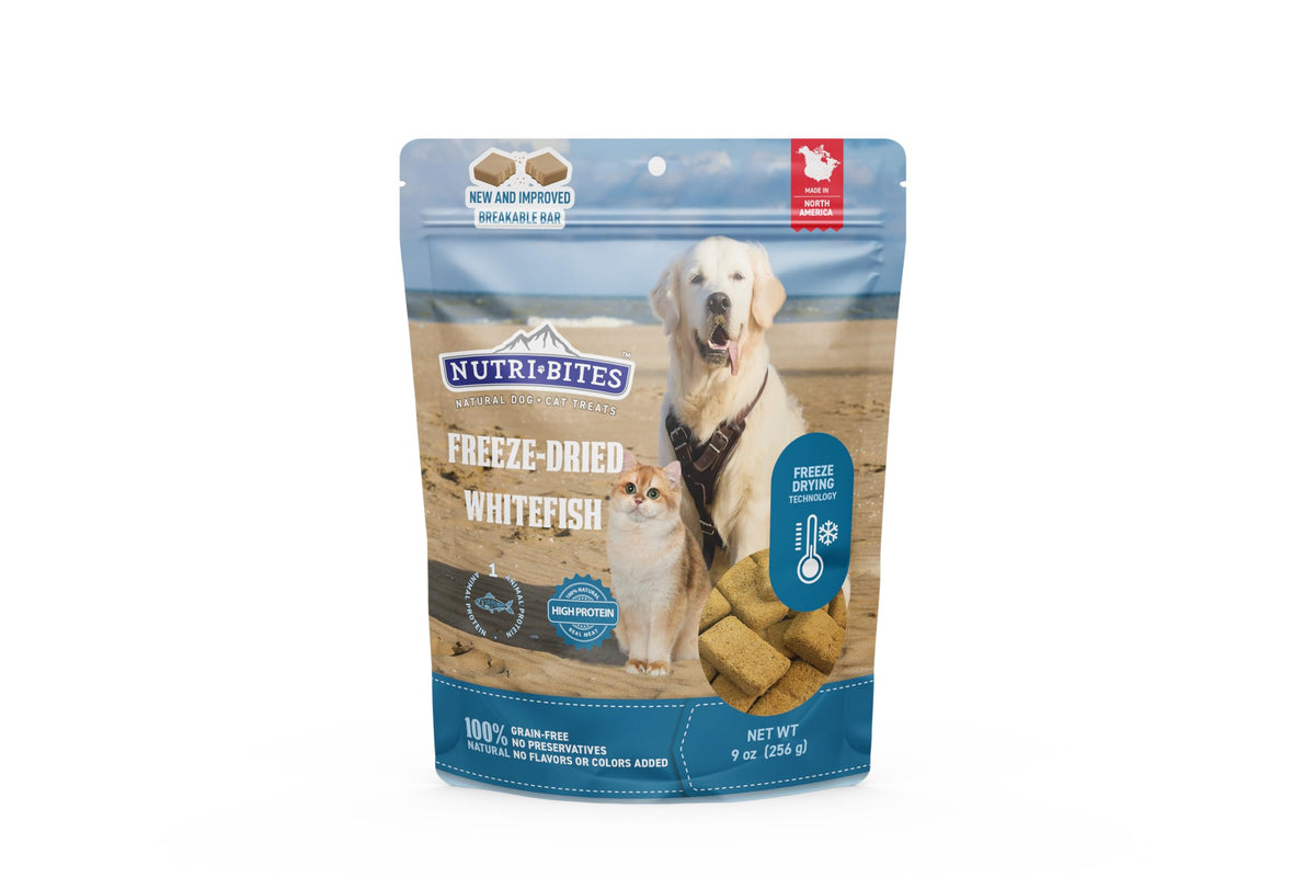 Nutri Bites Freeze Dried Whitefish Dog & Cat Treats, 9 Oz | Healthy Pet Training Treats Or Food Topper | All Natural, High Protein | Great For Puppy, Small, Medium, Or Large Breeds