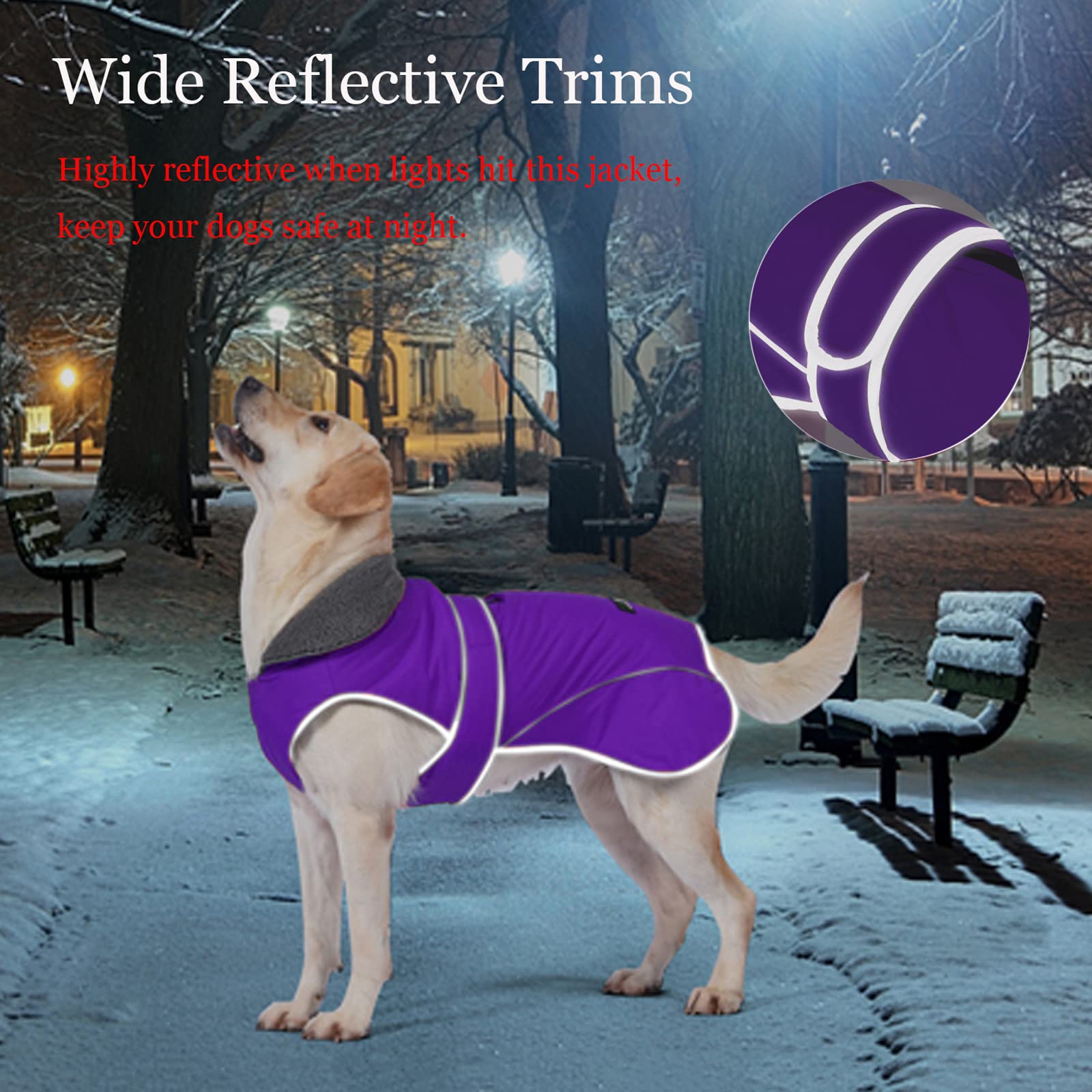 Winter Dog Coat, Dogcheer Fleece Collar Dog Jacket Warm Vest Reflective Adjustable Dog Sweater For Cold Weather, Windproof Waterproof Pet Apparel Snow Coat For Small Medium And Large Dogs