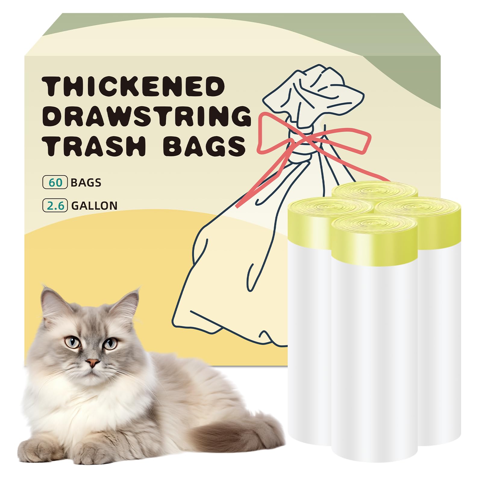 Giosuan Self Cleaning Cat Litter Box, Drawstring Cat Litter Box Liners, Pet Waste Bags-4 Rolls, 28   X 12   , 60 Counts For Auto