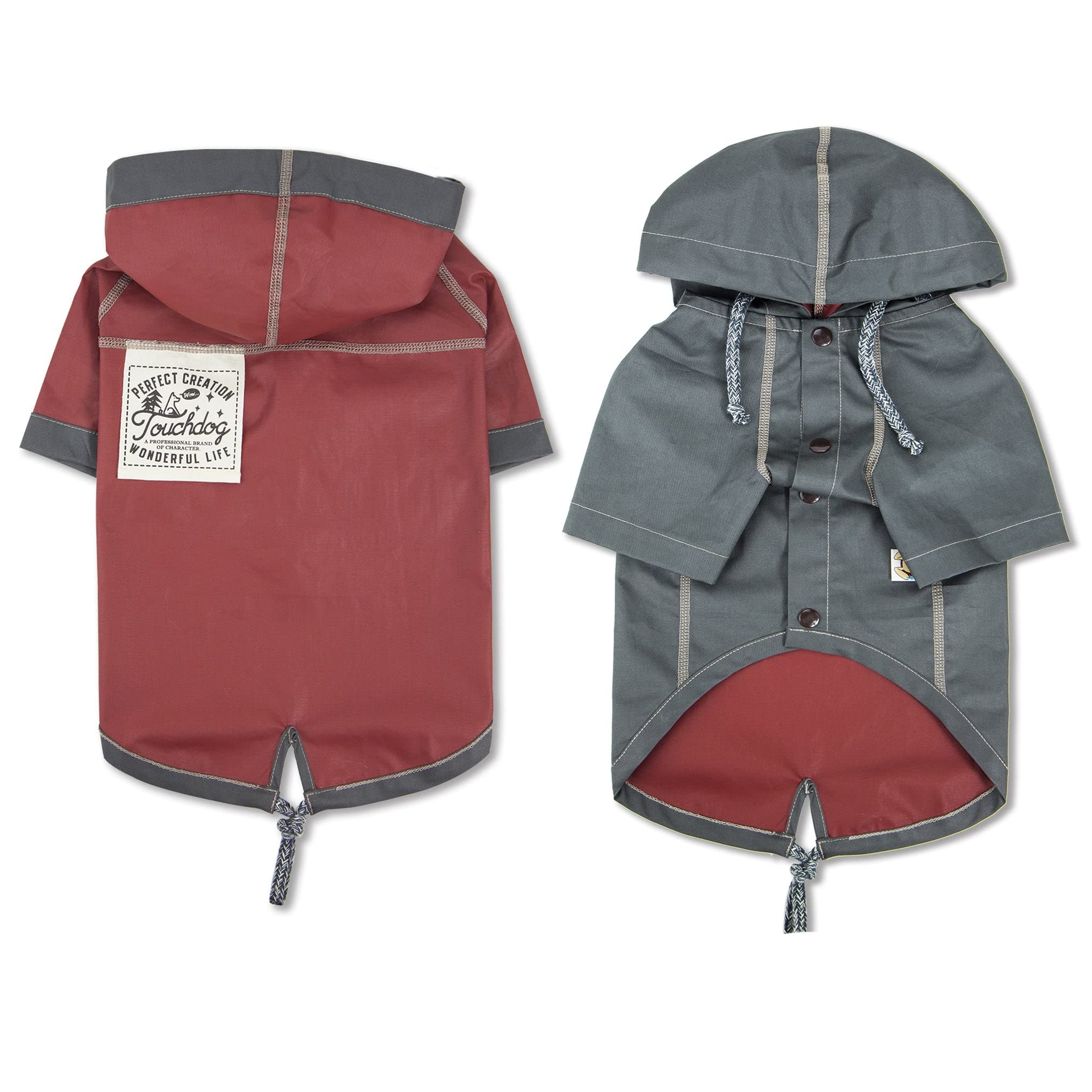 Touchdog Cloudburst Waterproof Reversible Dog Raincoat, Small, Grey