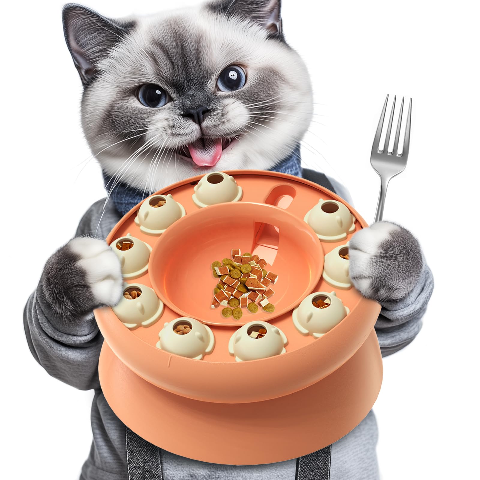 KADTC Cat Weight Loss Bowl for Indoor Cats Slow Feeder Kitten Puzzle Toys Treat Dispensing Food Dispenser Kitty Enrichment Game