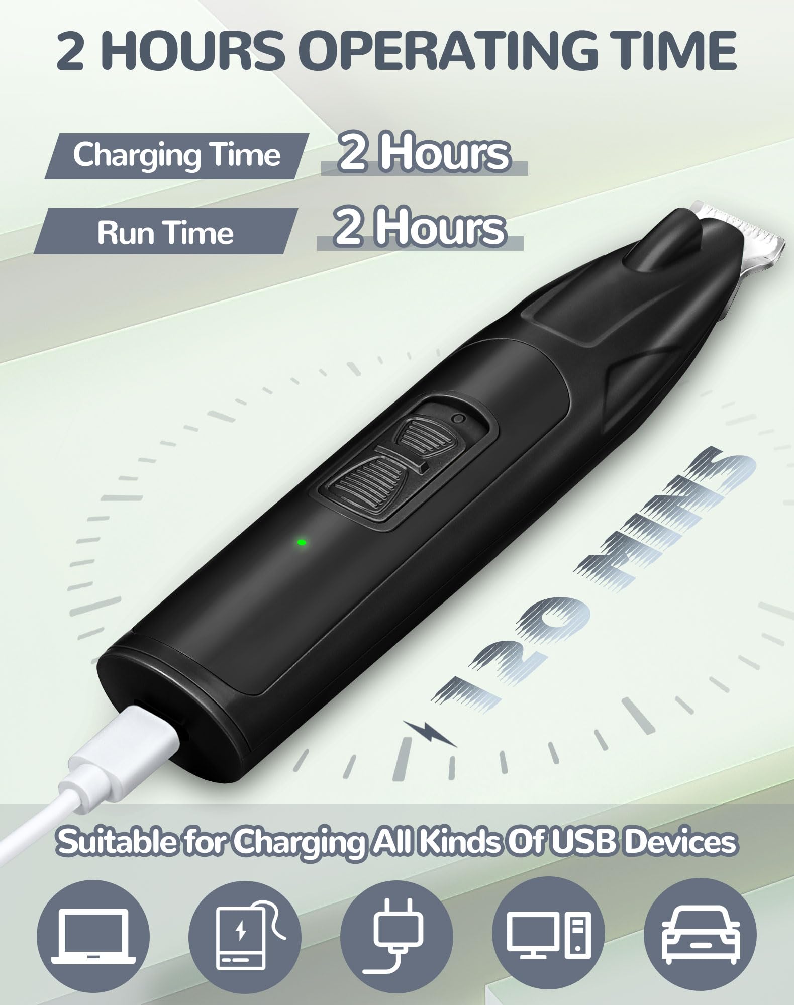 LEYOUFU Dog Clippers for Grooming, 2 Speed Dog Paw Trimmer with LED Light, Rechargeable Low Noise Pet Shaver for Trimming Dogs C