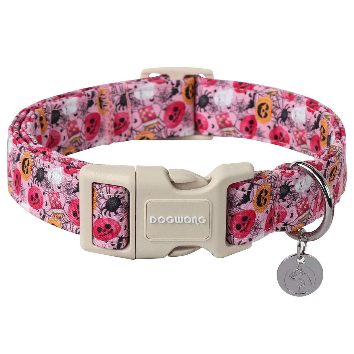 Dogwong Pumpkin Dog Collar, Fall Pink Pumpkin Halloween Dog Collar Cute Comfortable Ghost Fall Holiday Girl Female Dog Collar For Small Puppy Dog