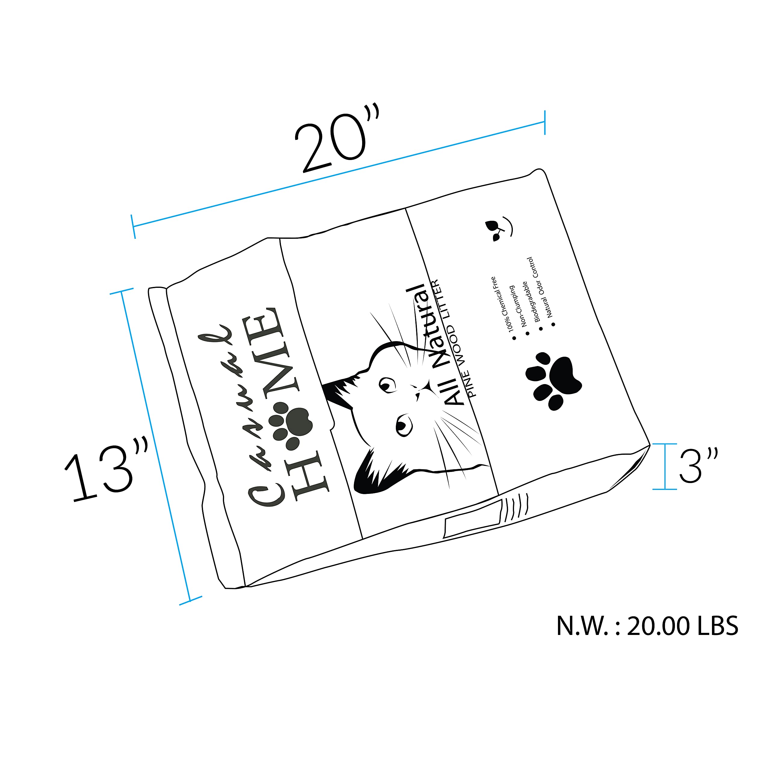 Casual Home 100% Natural Pine Wood Non-Clumping Cat Litter Wood Pellets