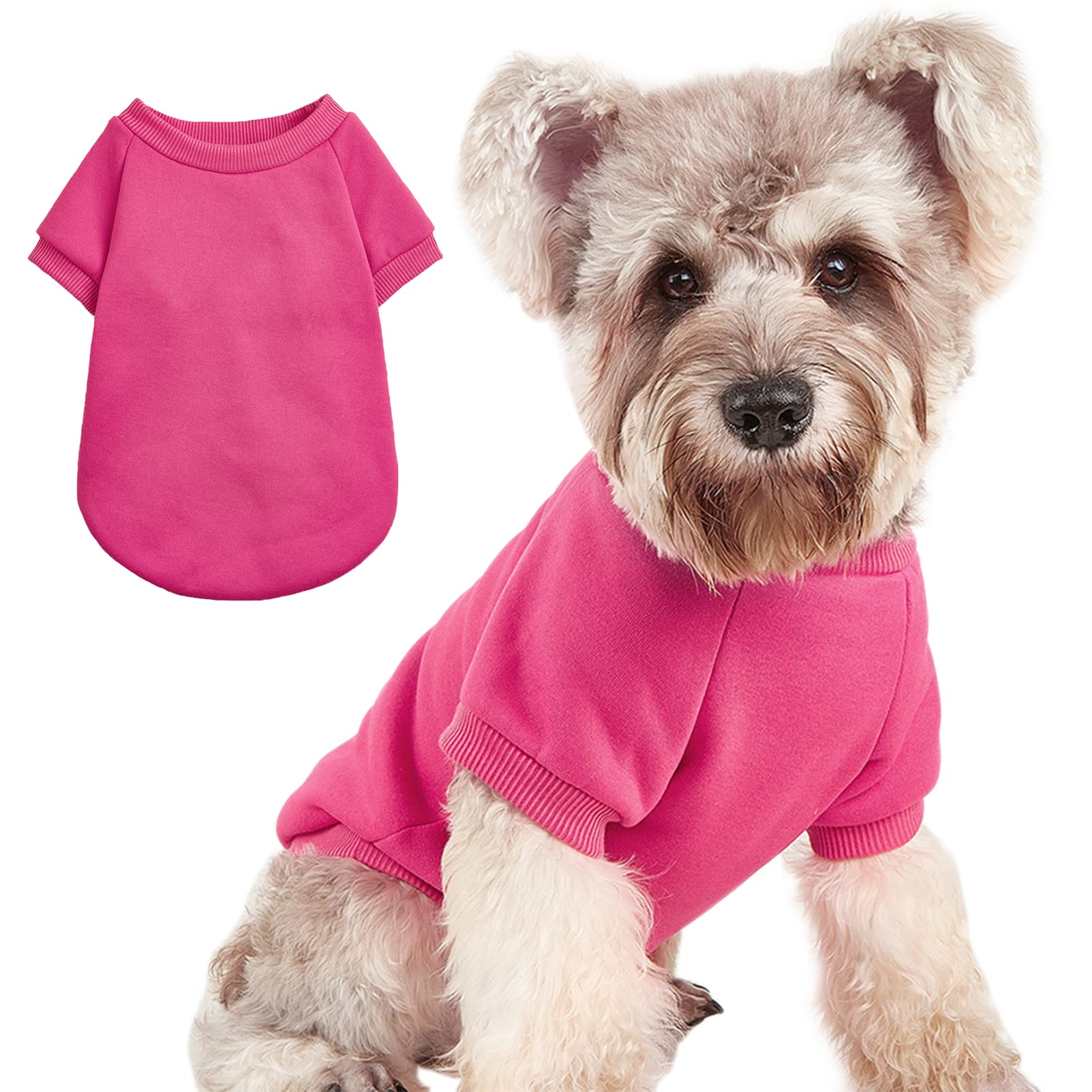 Jouhoi Puppy Sweater For Small Dogs Clothes Warm Winter Cat Clothe Pet Sweatshirt Knitwear Doggie Kitten Clothing, Rose, X-Small