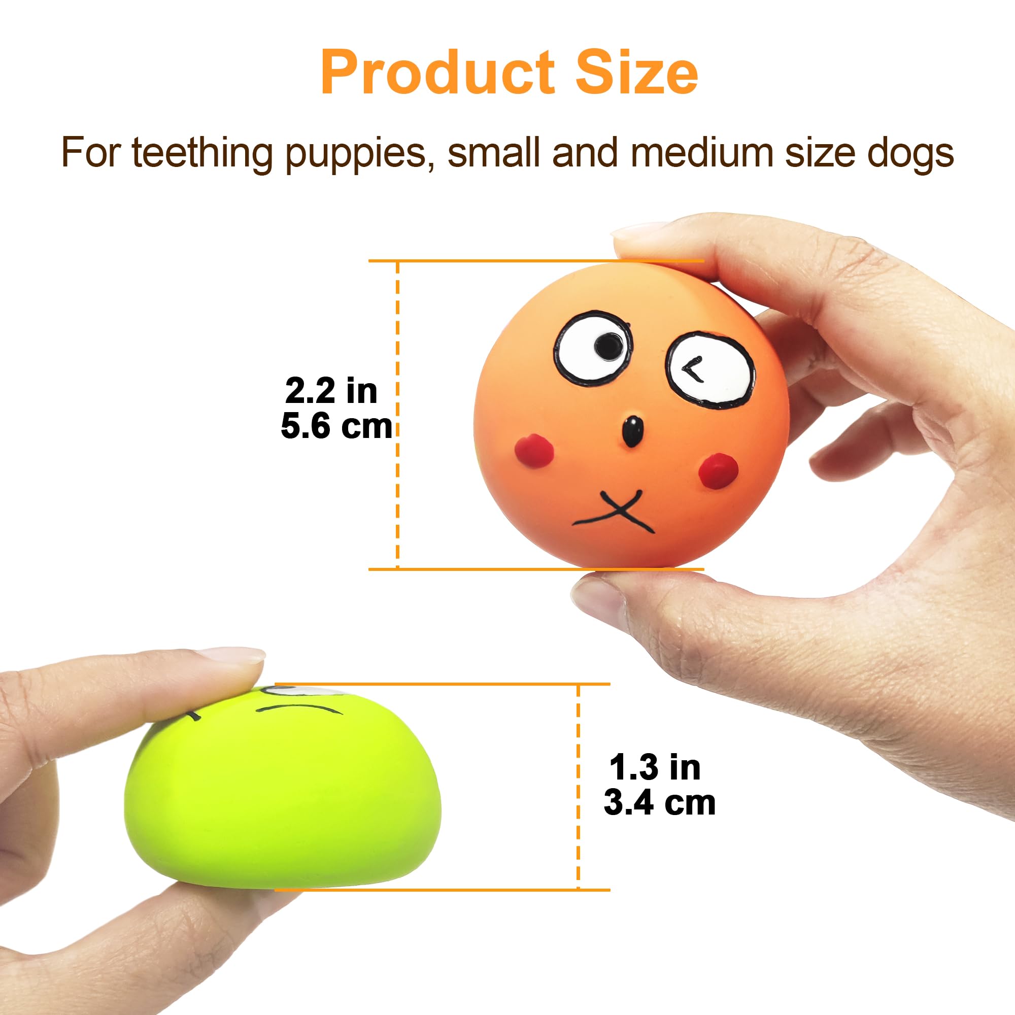 Brmdt Squeaky Balls For Dogs 6 Pcs, Squeaky Dog Toys Small Rubber Balls With Funny Expressions For Puppies, Small And Medium Dog