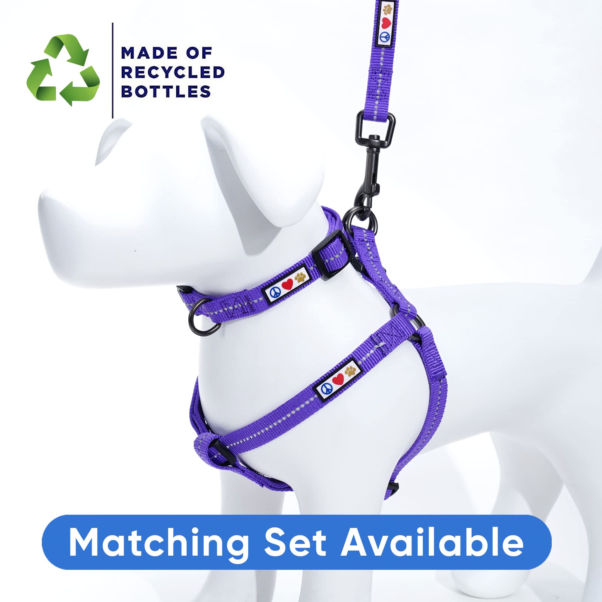 Pawtitas Recycled Dog Harness With Reflective Stitched A Puppy Harness Made From Plastic Bottles Collected From Oceans Medium Pu