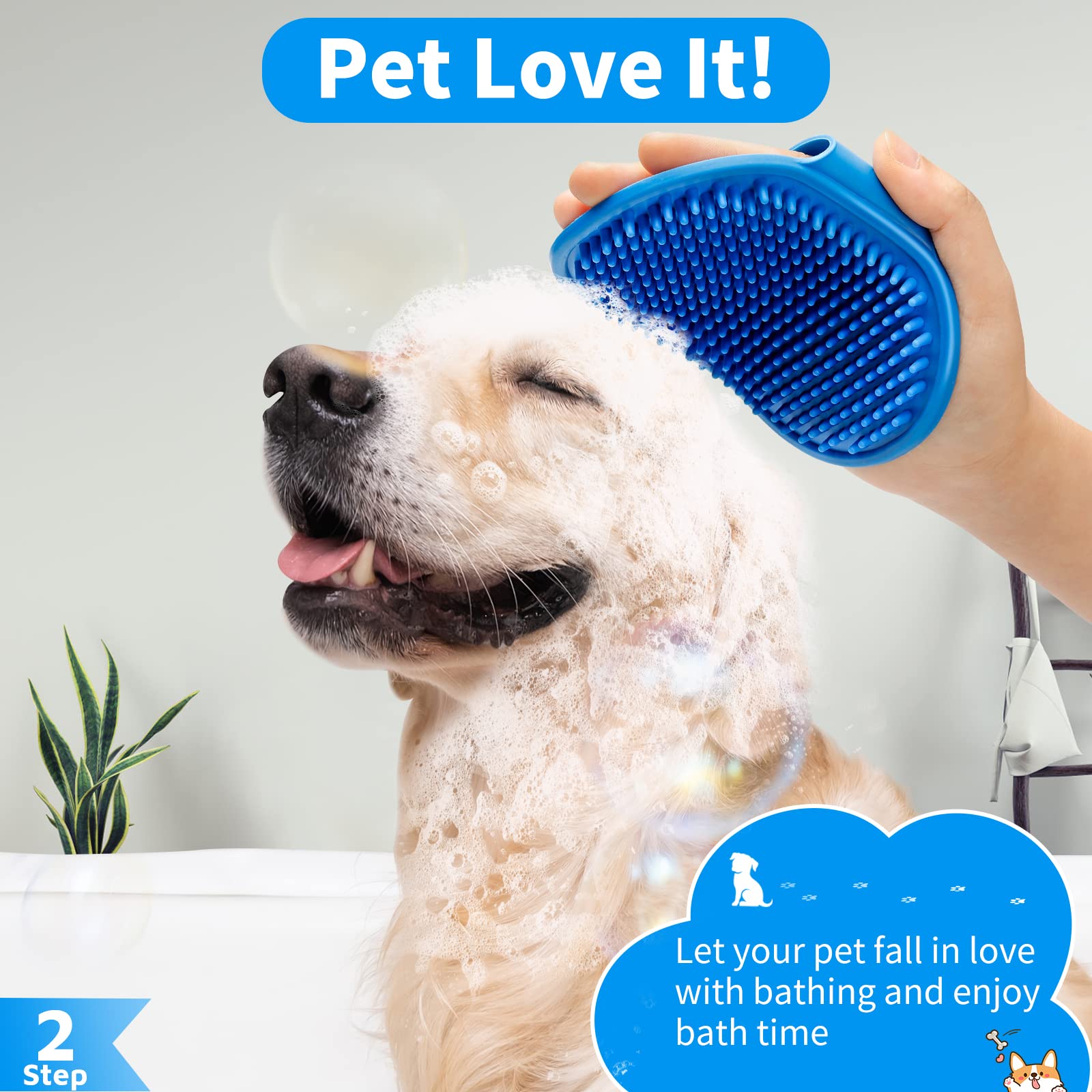 Comotech 3PCS Dog Bath Brush  Dog Shampoo Brush  Dog Scrubber for Bath  Dog Bath Brush Scrubber  Dog Shower/Washing Brush with A