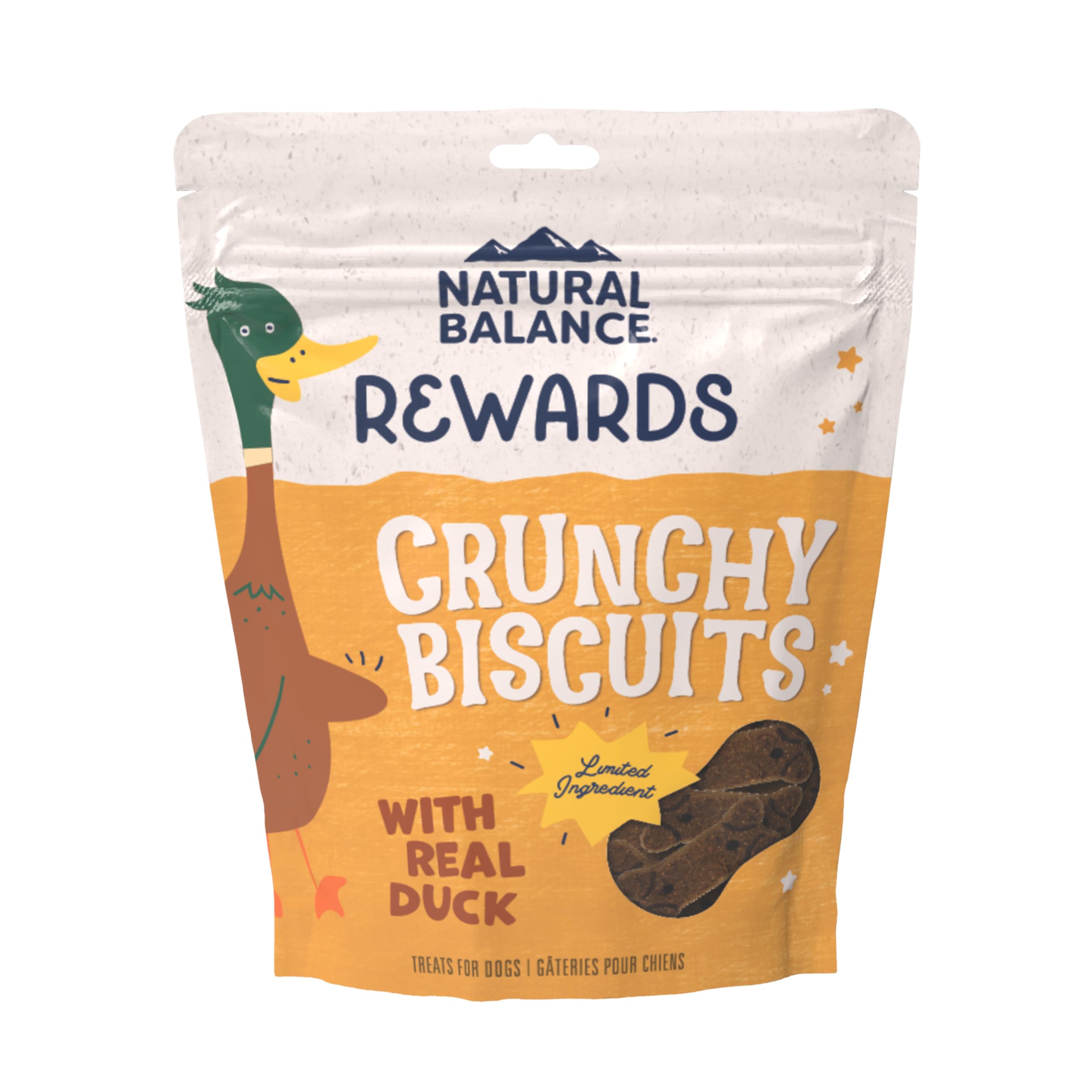 Natural Balance Limited Ingredient Rewards Crunchy Biscuits, Grain-Free Dog Treats for Adult Dogs of All Breeds, Duck Recipe, 14