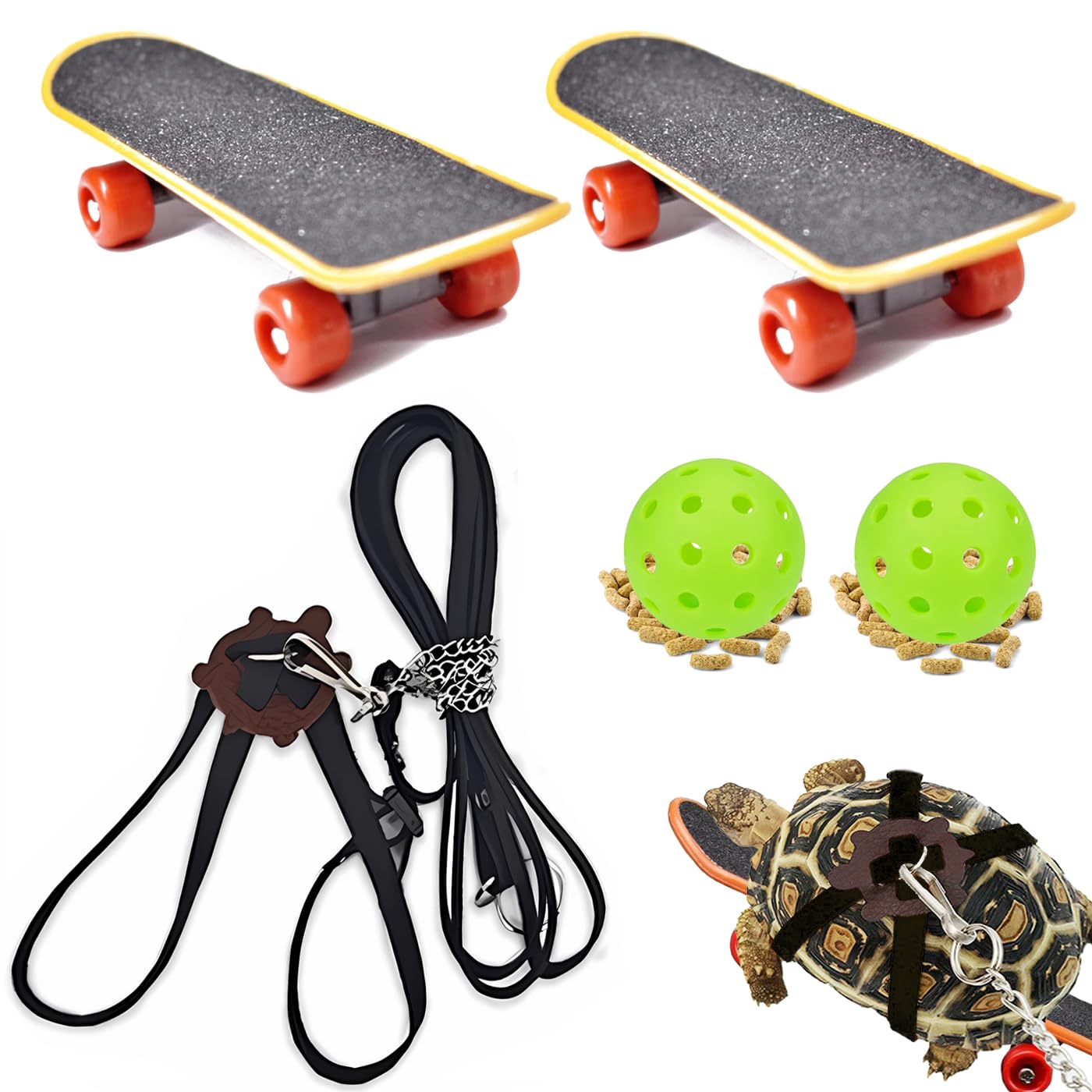 Adjustable Tortoise Leash, Skateboard Set, Treat Ball, Training Harness For Turtle, Dragon, Bearded Lizard, Small Pets - Pet Toy