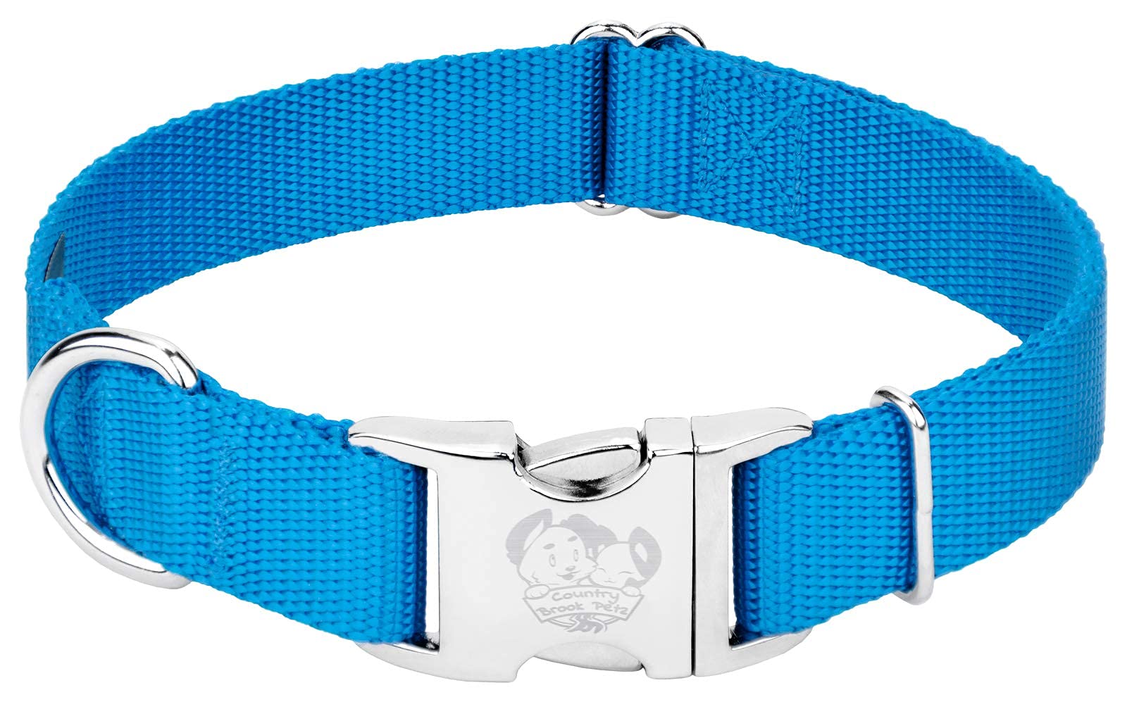 Country Brook Design - Vibrant 30+ Color Selection - Premium Nylon Dog Collar With Metal Buckle (Small, 3/4 Inch, Ice Blue)