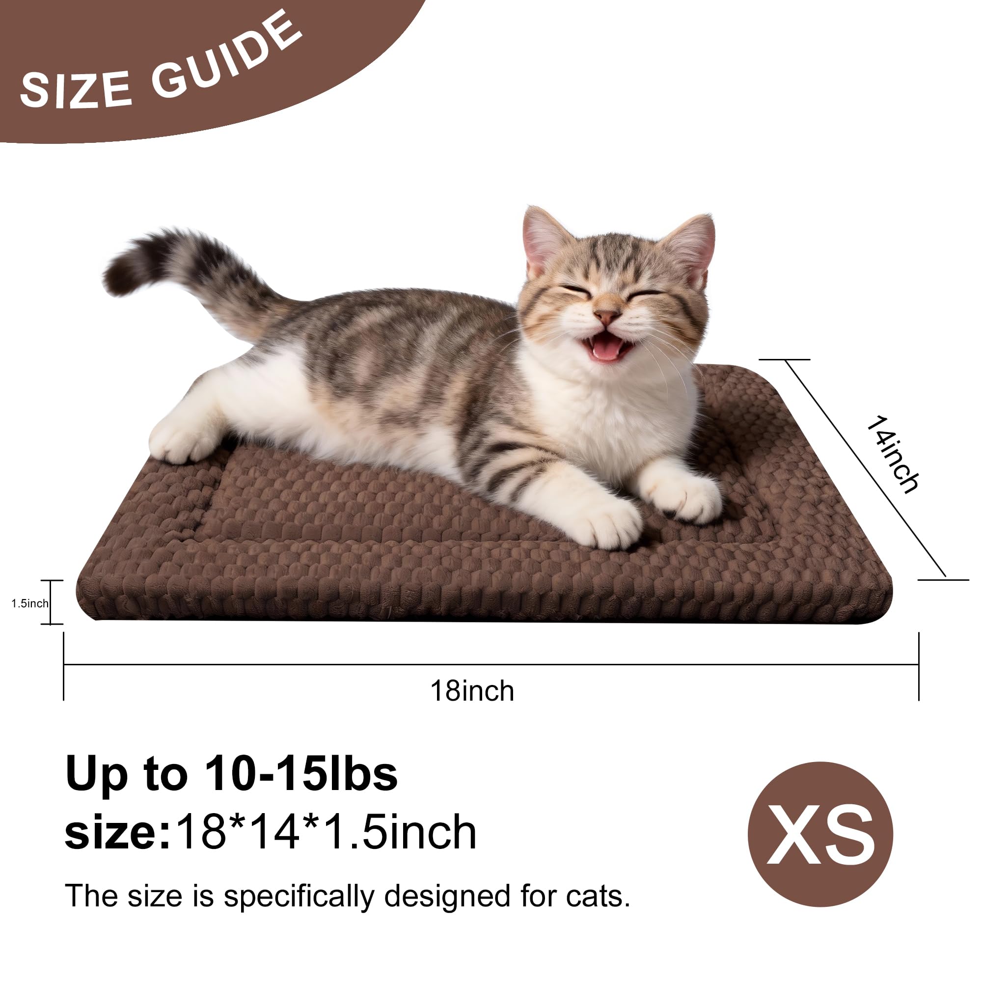 Dog Bed Mat - Soft & Comfortable Dog Kennel Pad for Crate - Durable Crate Bed & Mat for Dogs & Cats (Dark Brown, XS(18*14*1.5))