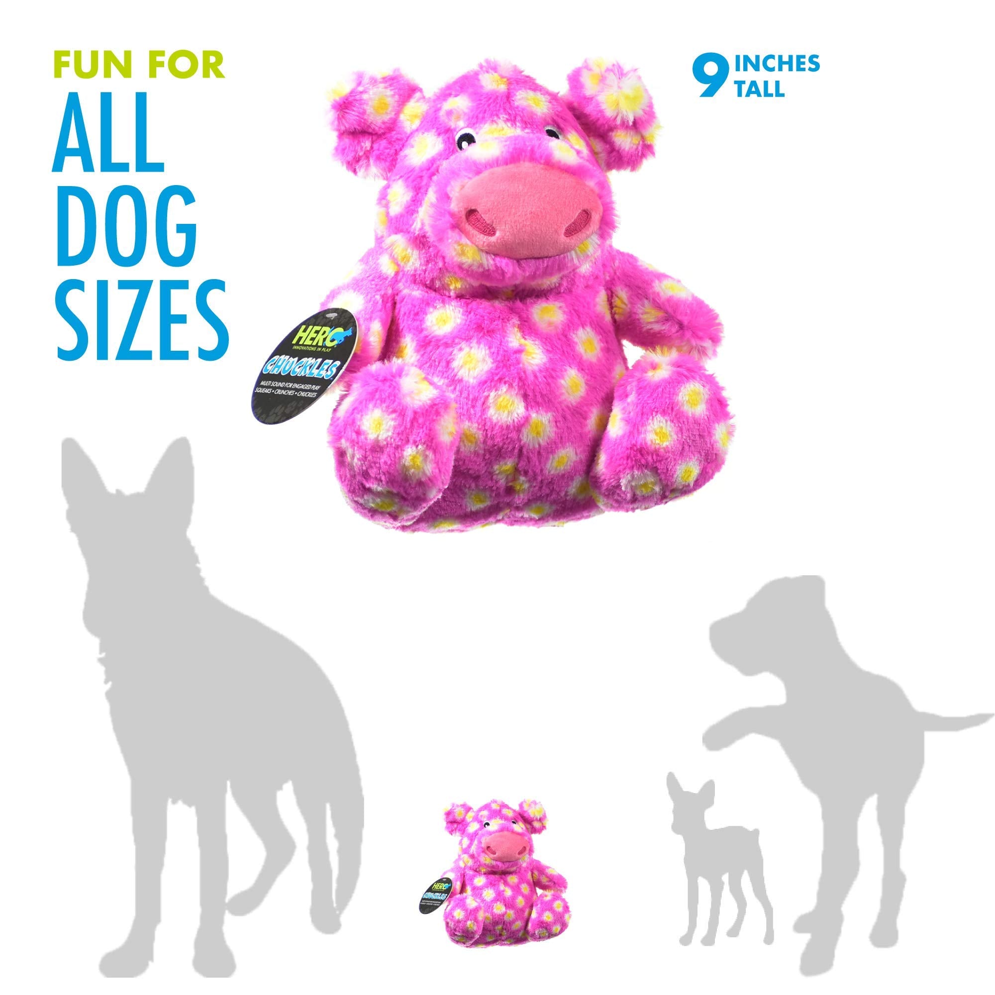 Hero | Chuckles Polka-Dotted Pig Plush Dog Toy | Dog Squeaky Toys | Durable Stuffed Animal With 3 In 1 Squeaker