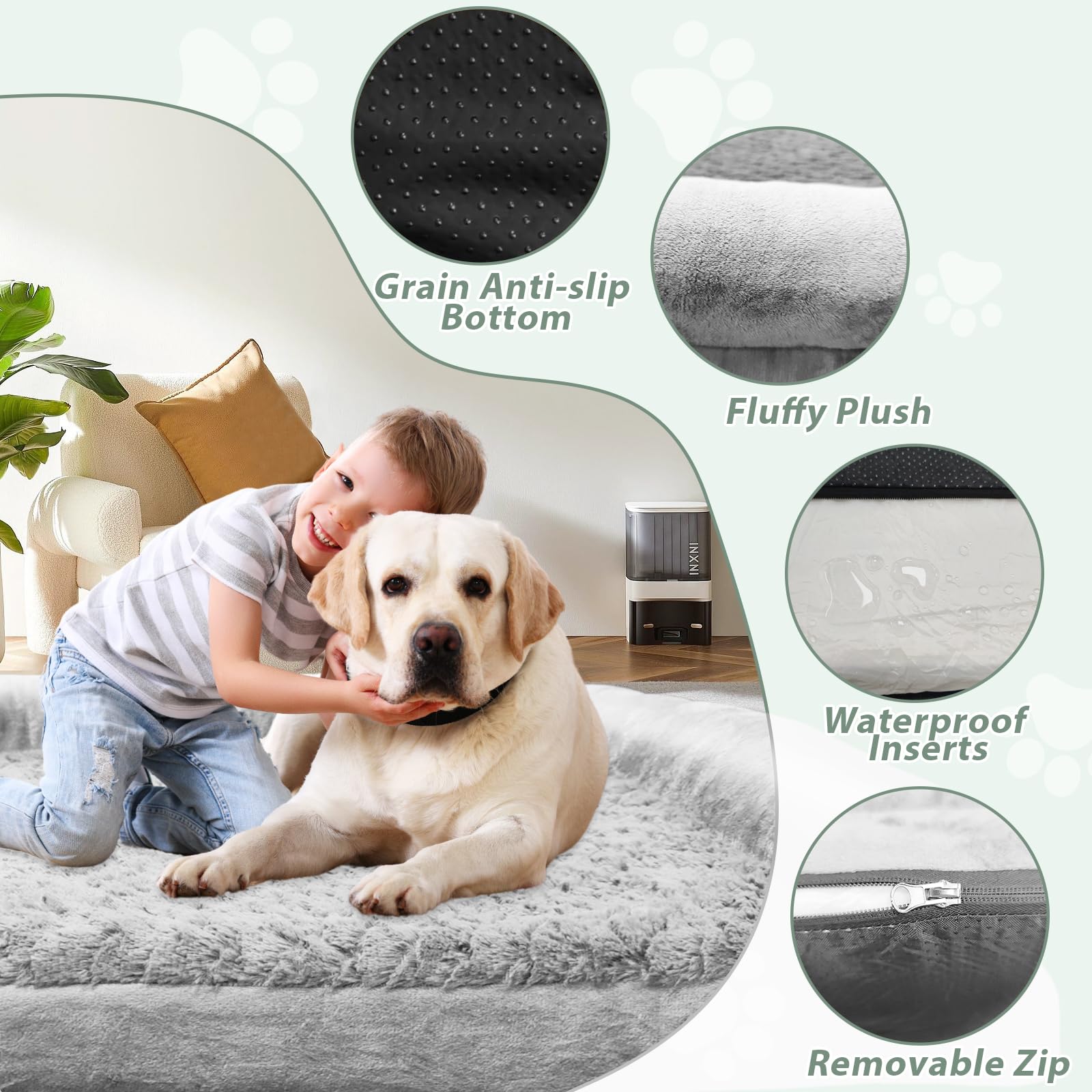 Modcart Orthopedic Dog Bed, Extra Large With Memory Foam, Waterproof & Washable Cover (36 In, Grey)