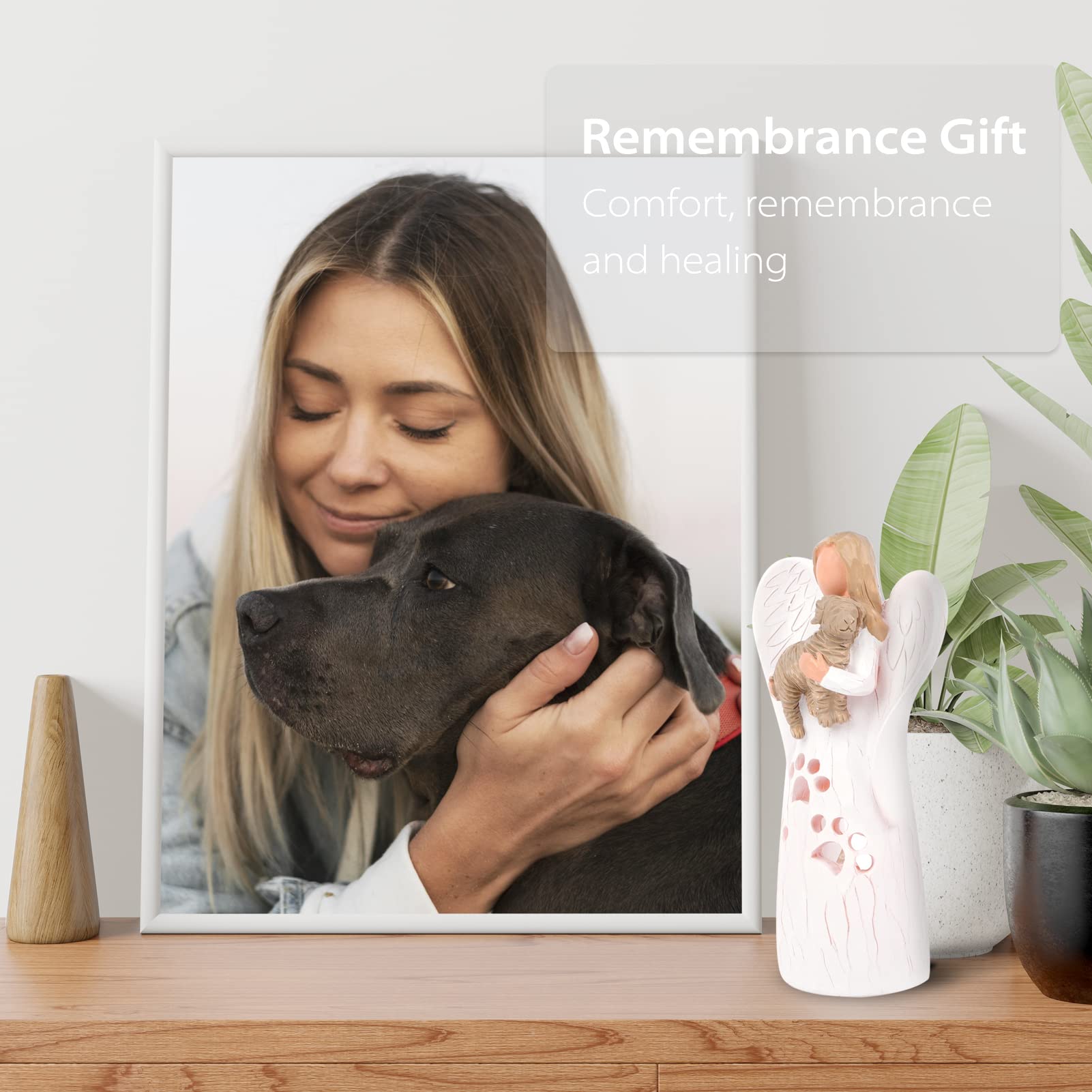 Bearae Loss Of Dog Sympathy Gift, Dog Memorial Gifts, Loss Of Dog Candle Holder, Dog Passing Away Statue, Dog Angel Figurine, Pe